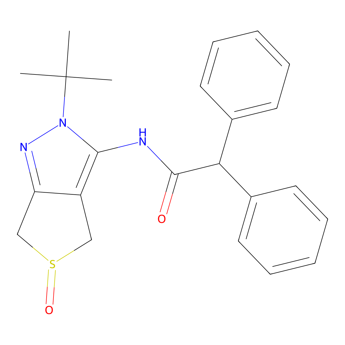 N-(2-(tert-butyl)-5-oxido-4,6-dihydro-2H-thieno[3,4-c]pyrazol-3-yl)-2,2-diphenylacetamide molecular structure, CAS 1007194-58-2