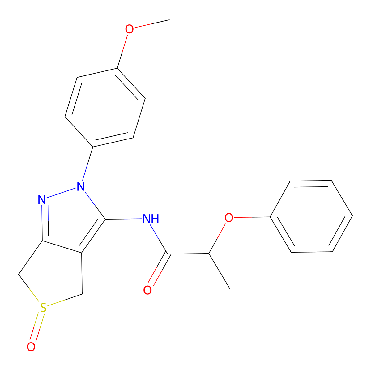N-[2-(4-methoxyphenyl)-5-oxo-4,6-dihydrothieno[3,4-c]pyrazol-3-yl]-2-phenoxypropanamide molecular structure, CAS 1007194-67-3