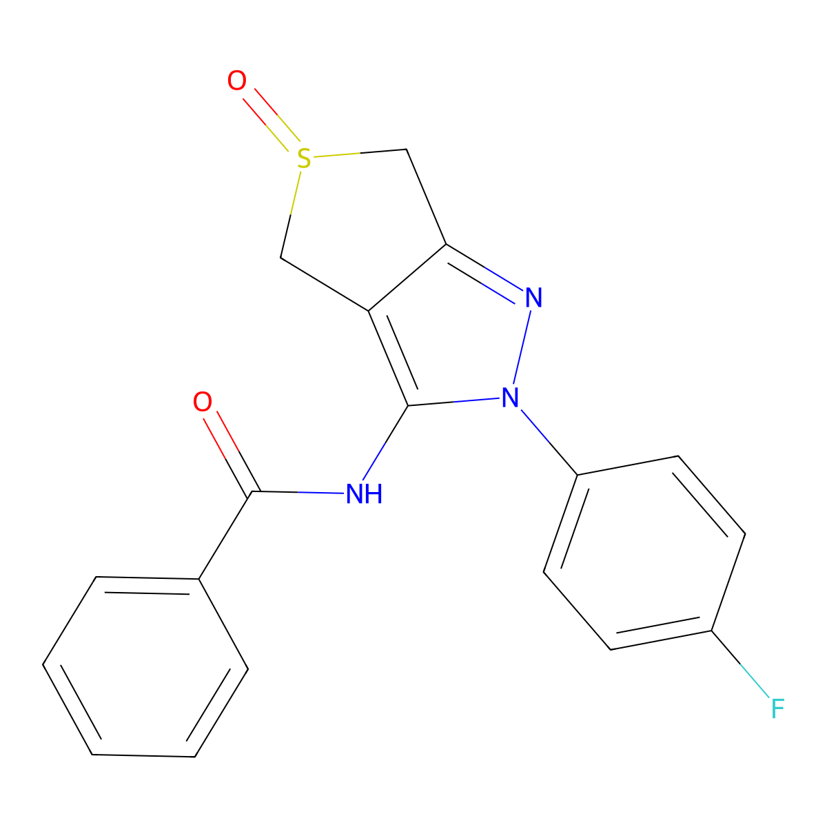N-(2-(4-fluorophenyl)-5-oxido-4,6-dihydro-2H-thieno[3,4-c]pyrazol-3-yl)benzamide molecular structure, CAS 1007194-80-0