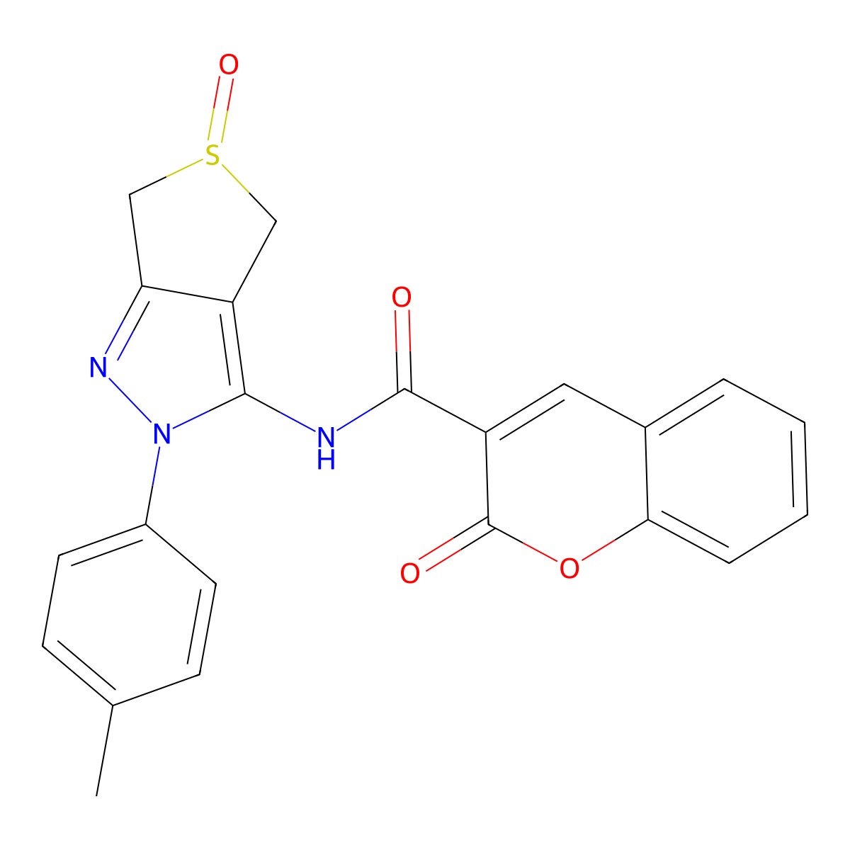 N-[2-(4-methylphenyl)-5-oxo-4,6-dihydrothieno[3,4-c]pyrazol-3-yl]-2-oxochromene-3-carboxamide molecular structure, CAS 1007194-94-6