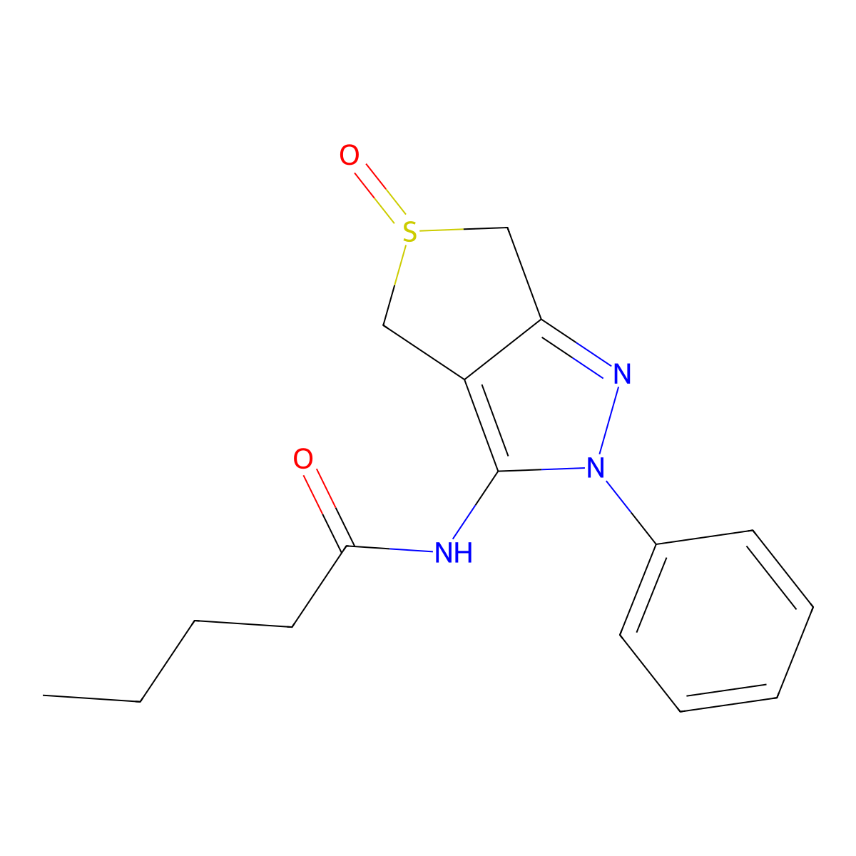 N-(5-oxido-2-phenyl-4,6-dihydro-2H-thieno[3,4-c]pyrazol-3-yl)pentanamide molecular structure, CAS 1007195-07-4