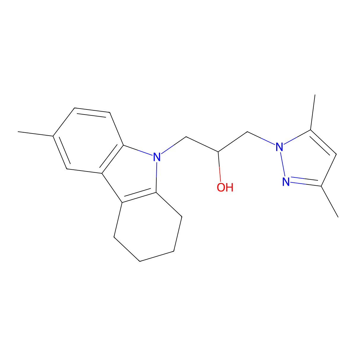 1-(3,5-Dimethylpyrazol-1-yl)-3-(6-methyl-1,2,3,4-tetrahydrocarbazol-9-yl)propan-2-ol molecular structure, CAS 1007195-13-2