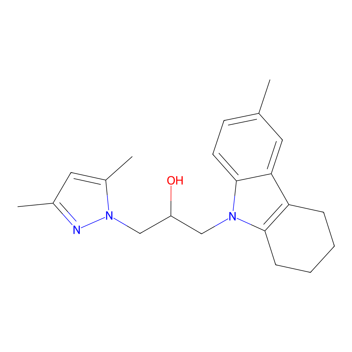 1-(3,5-Dimethylpyrazol-1-yl)-3-(6-methyl-1,2,3,4-tetrahydrocarbazol-9-yl)propan-2-ol molecular structure, CAS 1007195-13-2