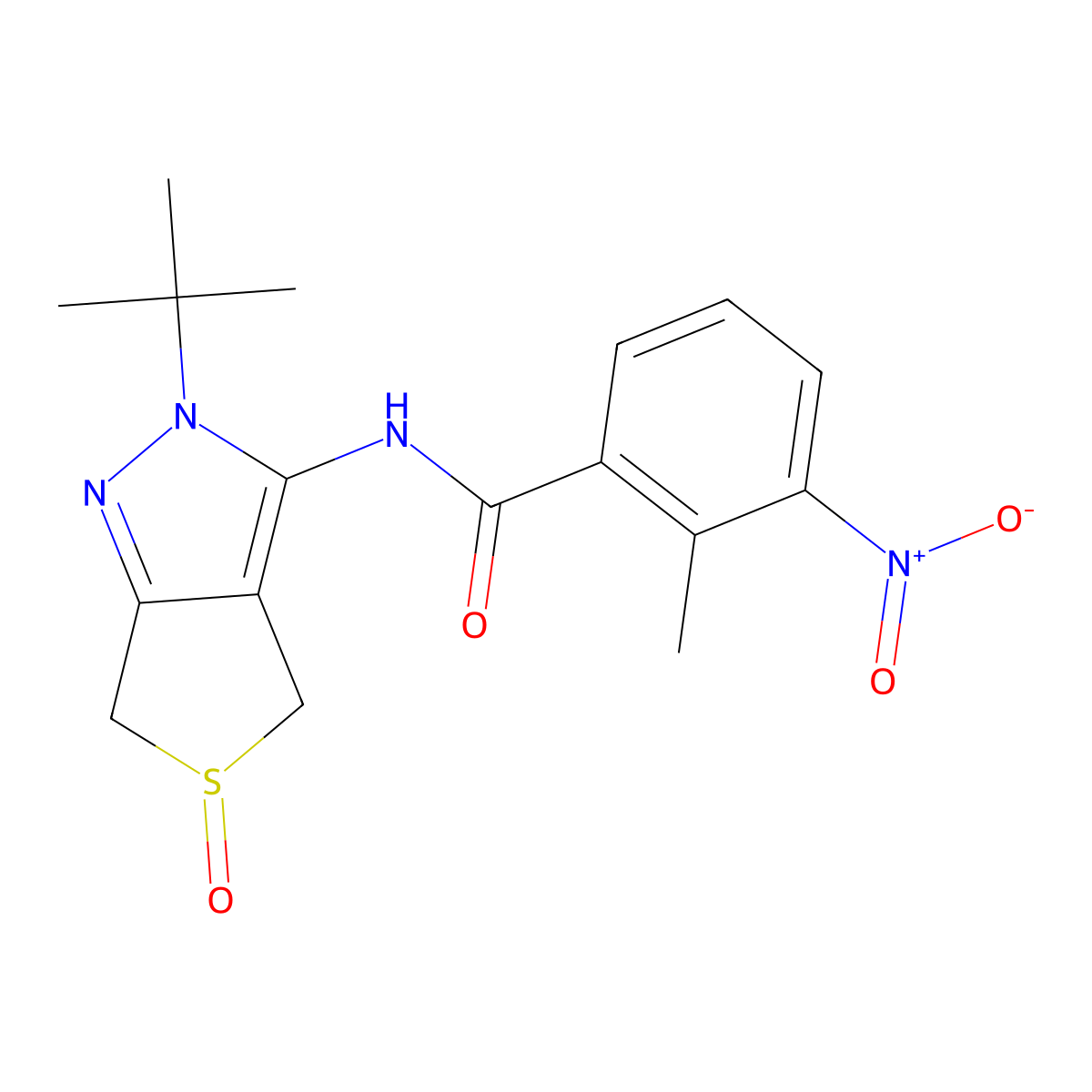 N-(2-tert-butyl-5-oxo-4,6-dihydrothieno[3,4-c]pyrazol-3-yl)-2-methyl-3-nitrobenzamide molecular structure, CAS 1007195-15-4