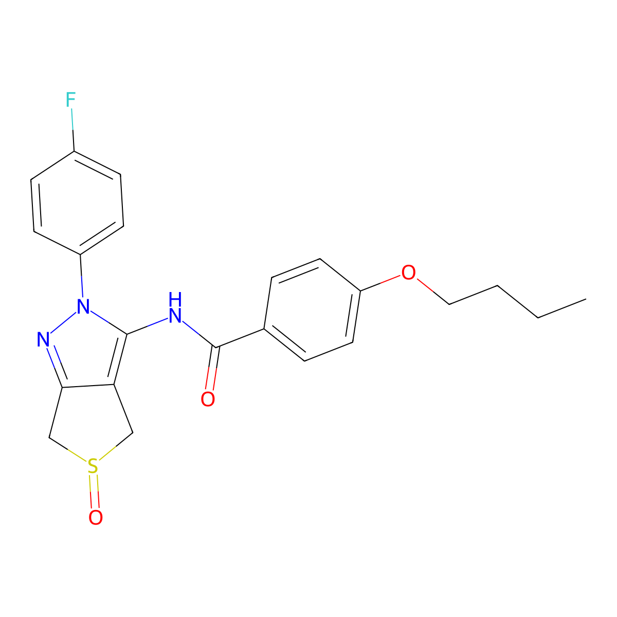 4-butoxy-N-[2-(4-fluorophenyl)-5-oxo-4,6-dihydrothieno[3,4-c]pyrazol-3-yl]benzamide molecular structure, CAS 1007195-19-8