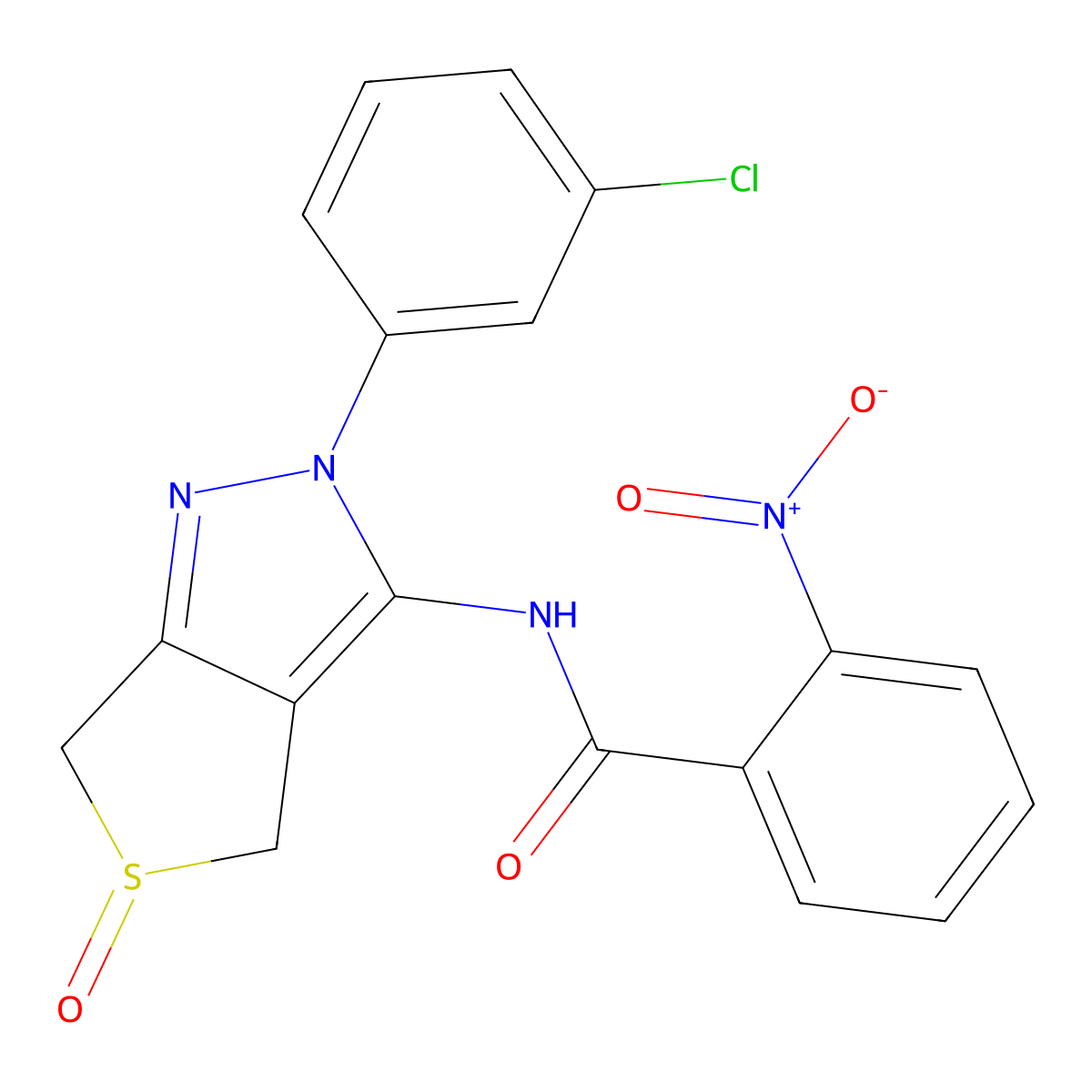 N-[2-(3-chlorophenyl)-5-oxo-4,6-dihydrothieno[3,4-c]pyrazol-3-yl]-2-nitrobenzamide molecular structure, CAS 1007195-24-5
