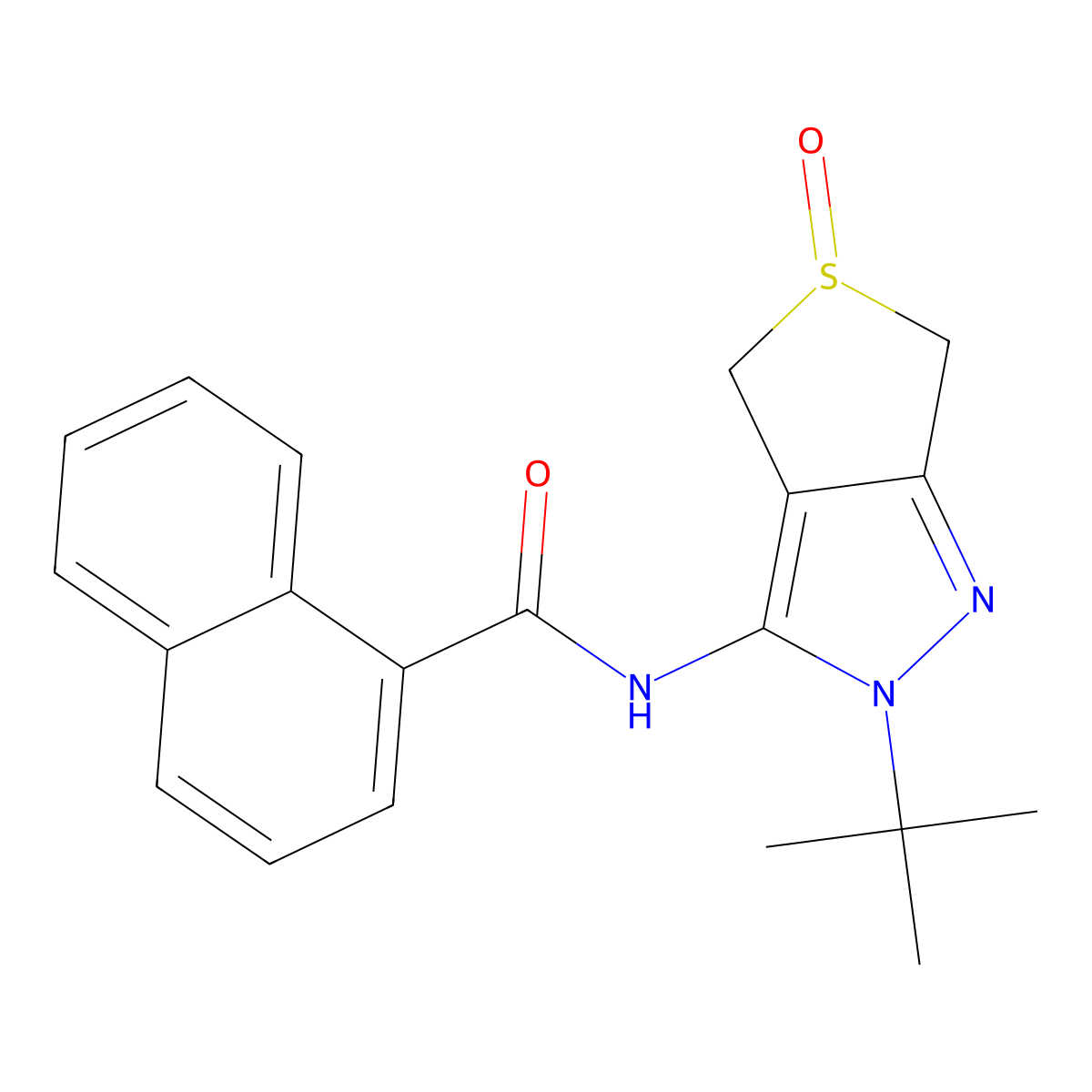 N-(2-tert-butyl-5-oxo-4,6-dihydrothieno[3,4-c]pyrazol-3-yl)naphthalene-1-carboxamide molecular structure, CAS 1007195-25-6