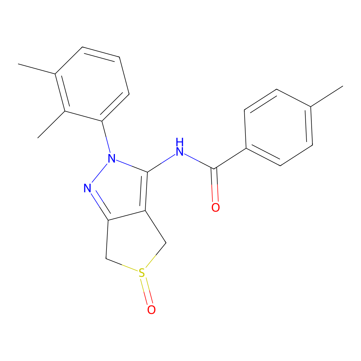 N-[2-(2,3-dimethylphenyl)-5-oxo-4,6-dihydrothieno[3,4-c]pyrazol-3-yl]-4-methylbenzamide molecular structure, CAS 1007195-28-9