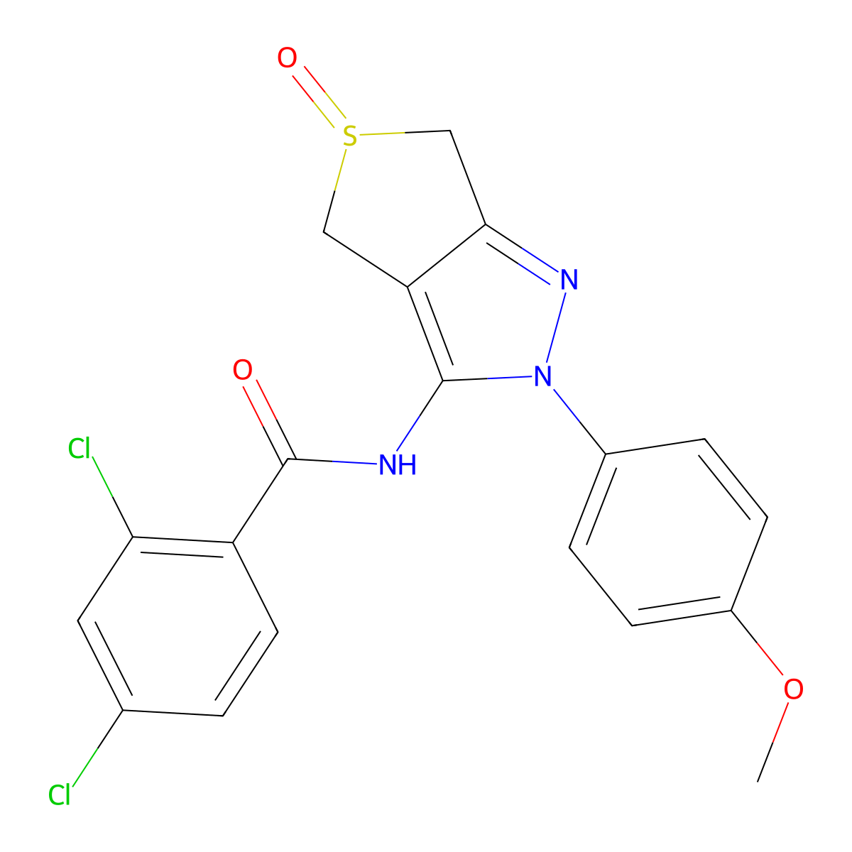 2,4-dichloro-N-[2-(4-methoxyphenyl)-5-oxo-4,6-dihydrothieno[3,4-c]pyrazol-3-yl]benzamide molecular structure, CAS 1007195-34-7