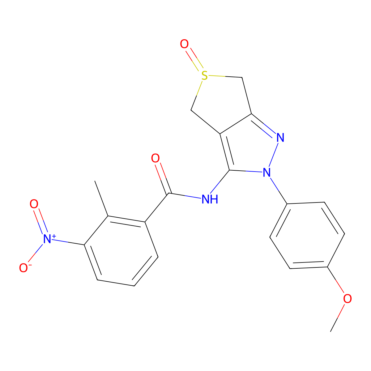 N-(2-(4-methoxyphenyl)-5-oxido-4,6-dihydro-2H-thieno[3,4-c]pyrazol-3-yl)-2-methyl-3-nitrobenzamide molecular structure, CAS 1007195-35-8