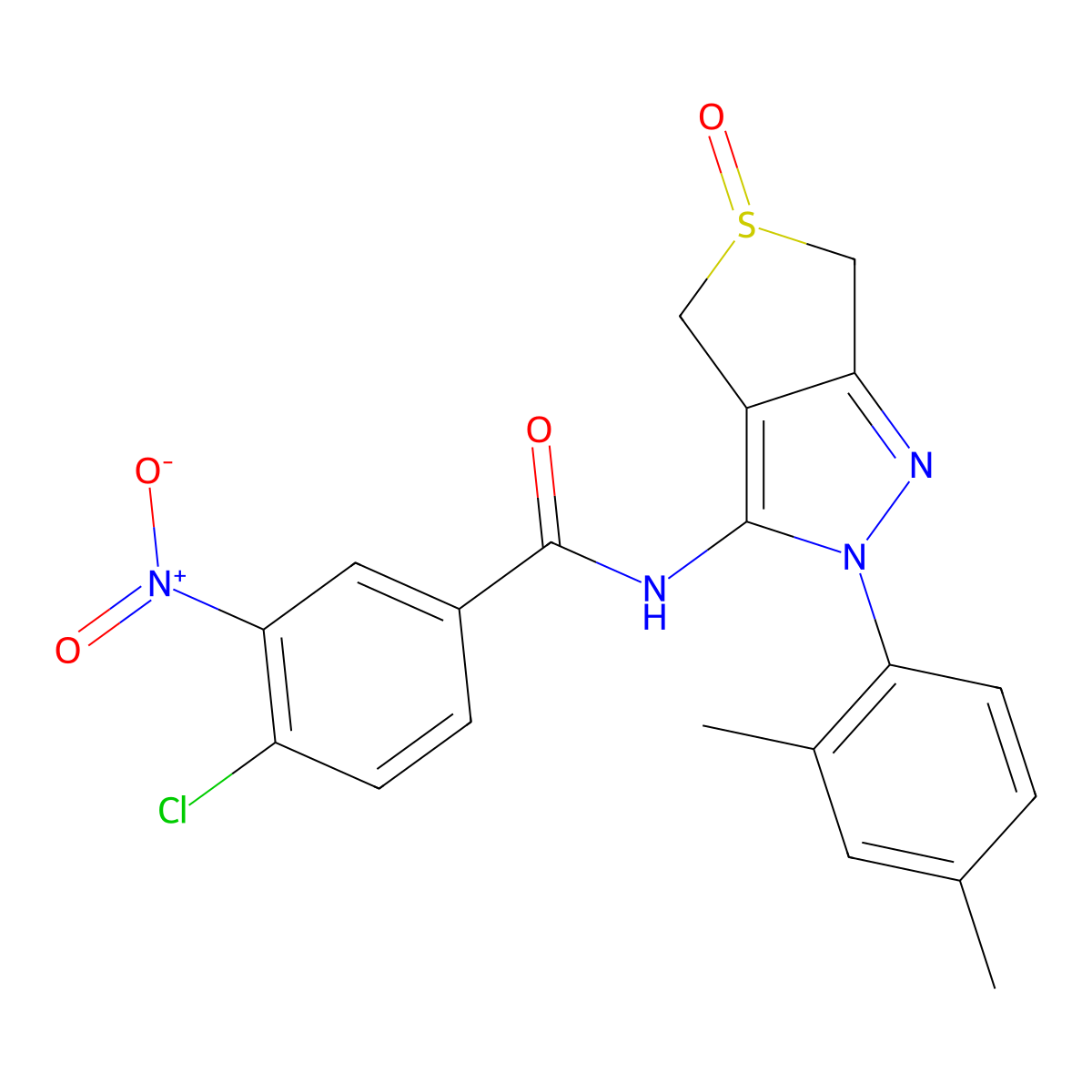 4-chloro-N-[2-(2,4-dimethylphenyl)-5-oxo-4,6-dihydrothieno[3,4-c]pyrazol-3-yl]-3-nitrobenzamide molecular structure, CAS 1007195-40-5