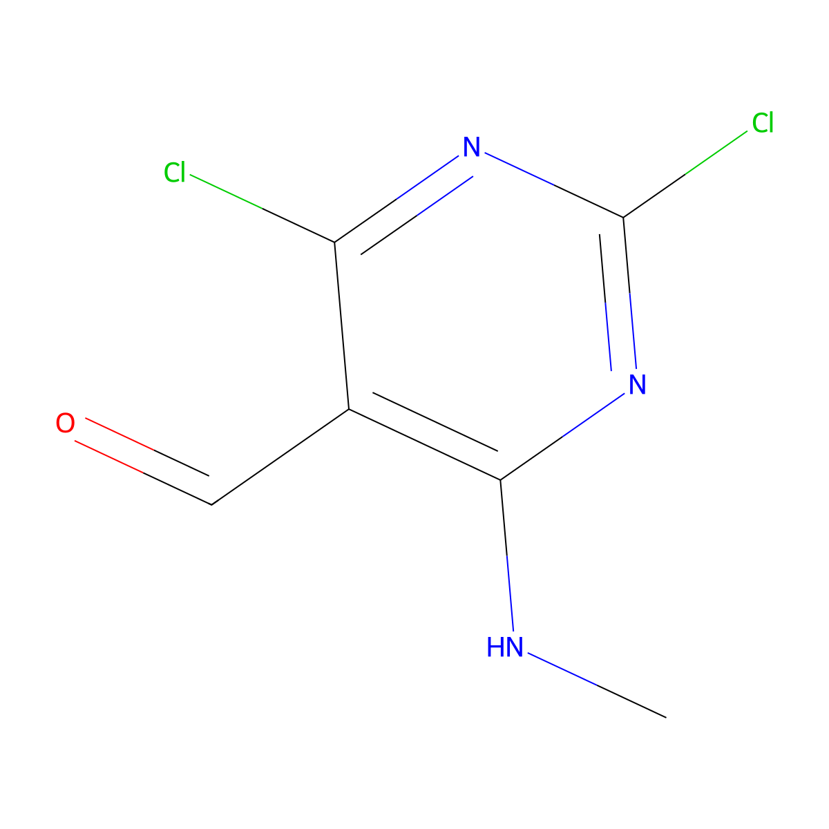 2,4-Dichloro-6-(methylamino)pyrimidine-5-carbaldehyde molecular structure, CAS 1007197-30-9