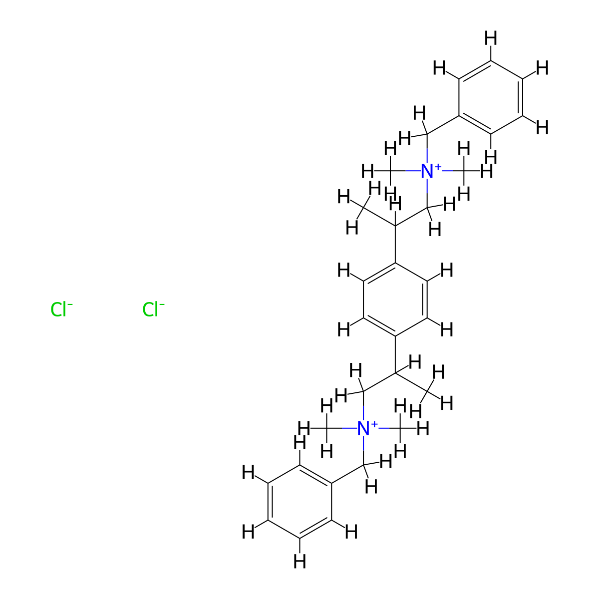 2,2'-(1,4-Phenylene)bis(N-benzyl-N,N-dimethylpropan-1-aminium) dichloride molecular structure, CAS 10072-44-3