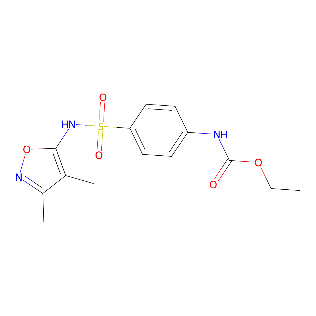 Ethyl 4-{[(3,4-dimethyl-5-isoxazolyl)amino]sulfonyl}phenylcarbamate molecular structure, CAS 100720-54-5