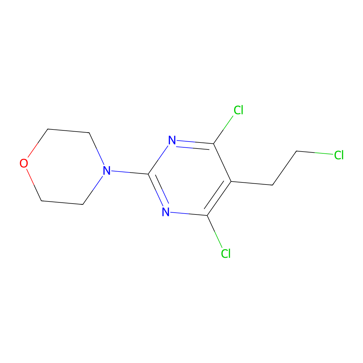 4-(4,6-Dichloro-5-(2-chloroethyl)pyrimidin-2-yl)morpholine molecular structure, CAS 1007206-27-0