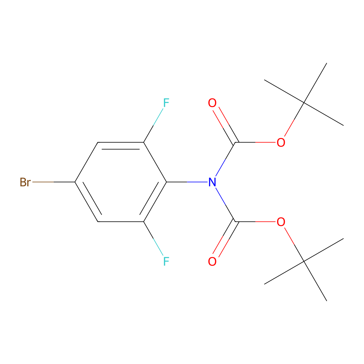 N,N-di-Boc-4-bromo-2,6-difluoro-phenylamine molecular structure, CAS 1007207-93-3
