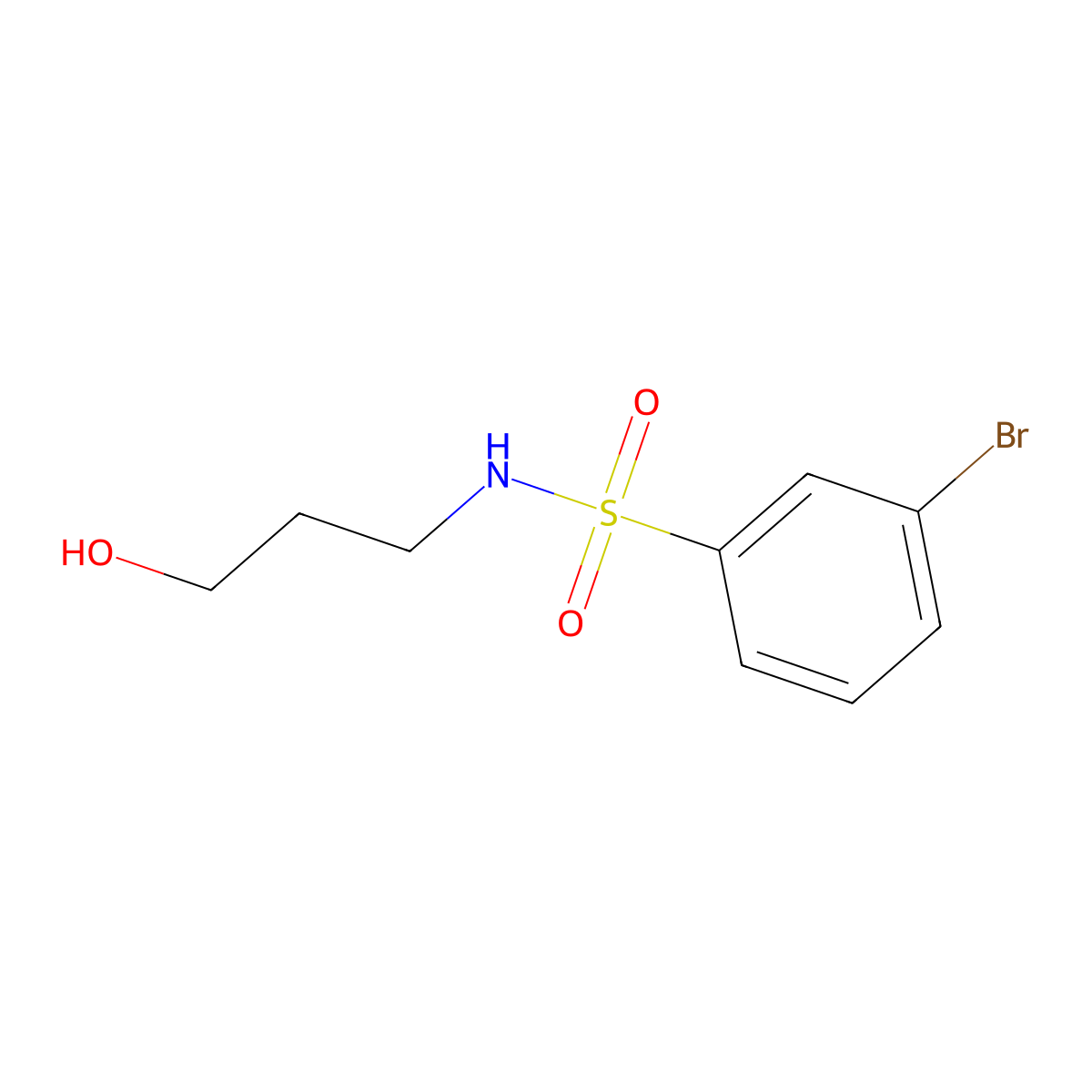 3-bromo-N-(3-hydroxypropyl)benzenesulfonamide molecular structure, CAS 1007209-09-7