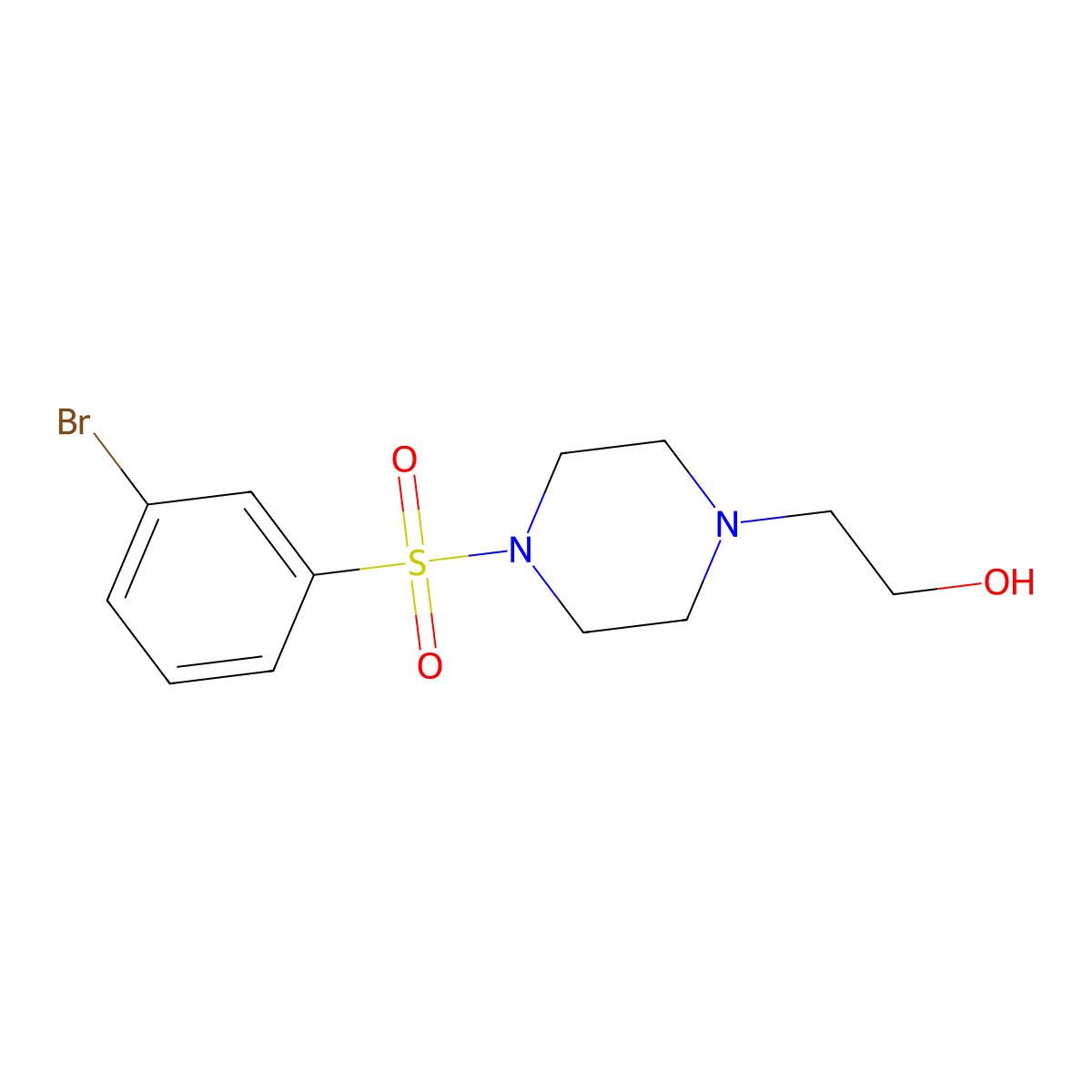 2-(4-((3-Bromophenyl)sulfonyl)piperazin-1-yl)ethanol molecular structure, CAS 1007209-71-3