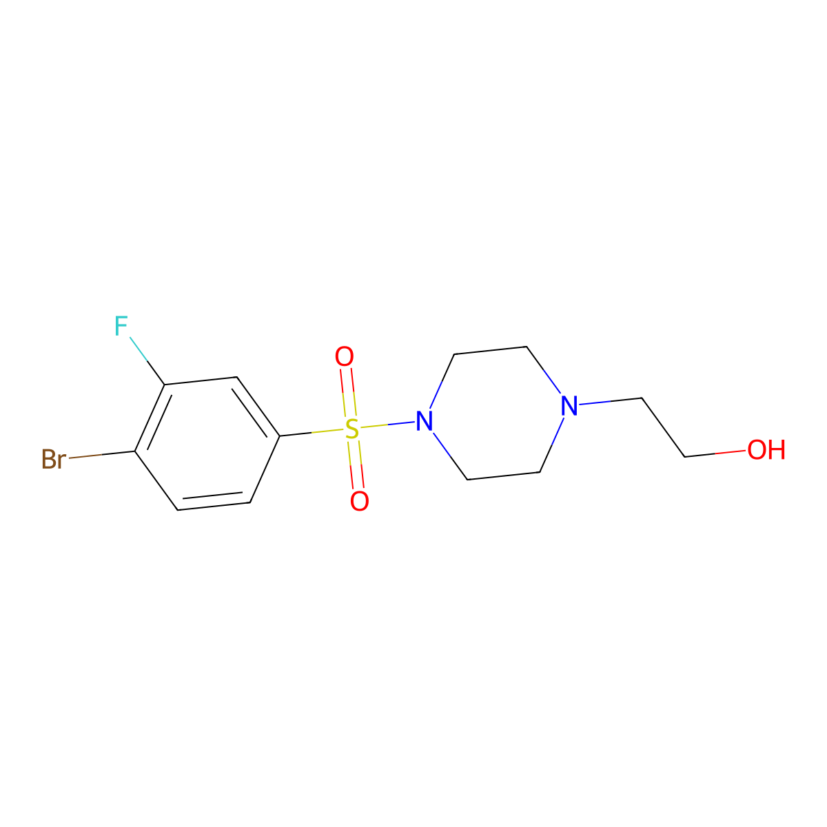 2-(4-((4-Bromo-3-fluorophenyl)sulfonyl)piperazin-1-yl)ethanol molecular structure, CAS 1007210-37-8