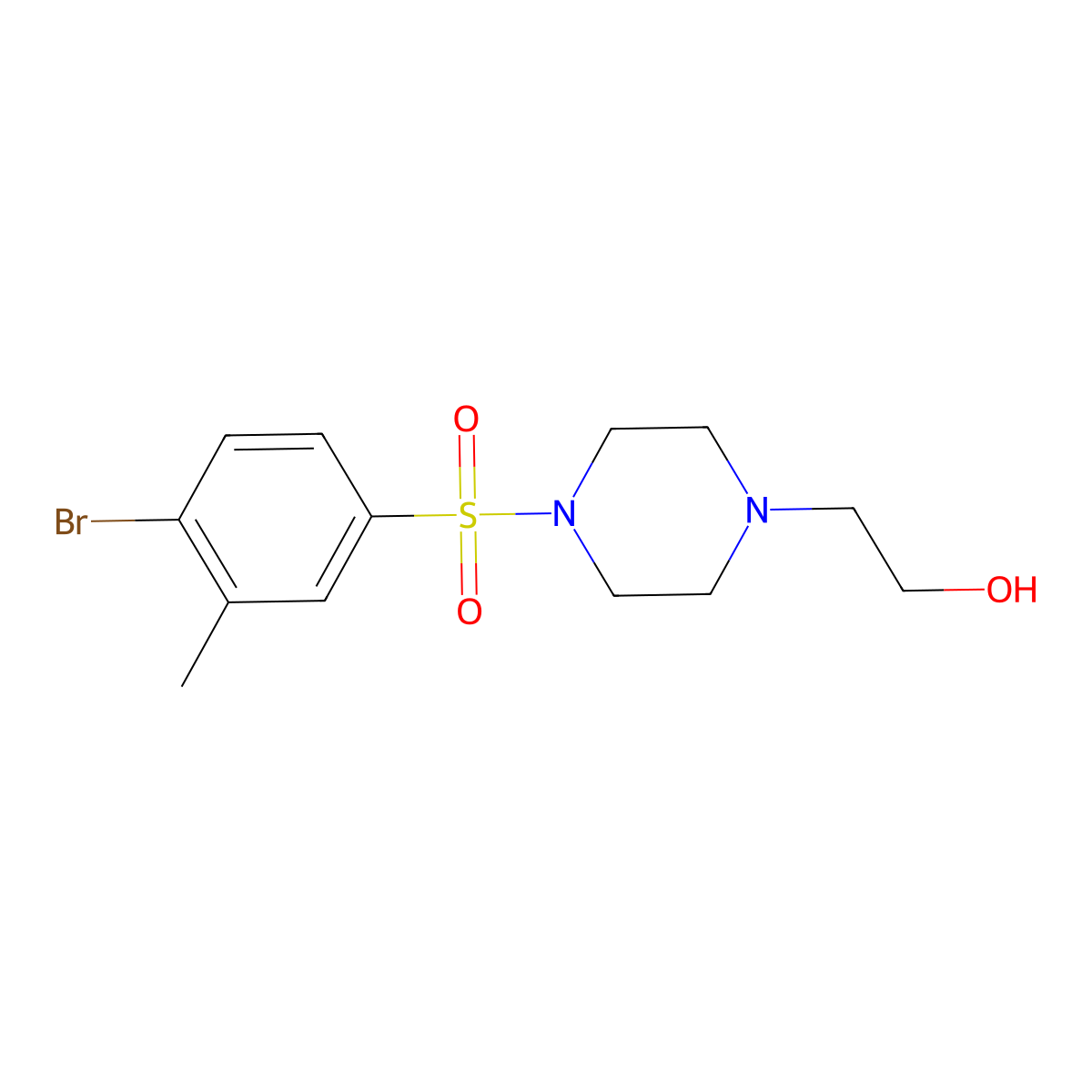 2-{4-[(4-Bromo-3-methylphenyl)sulfonyl]-1-piperazinyl}ethanol molecular structure, CAS 1007210-62-9