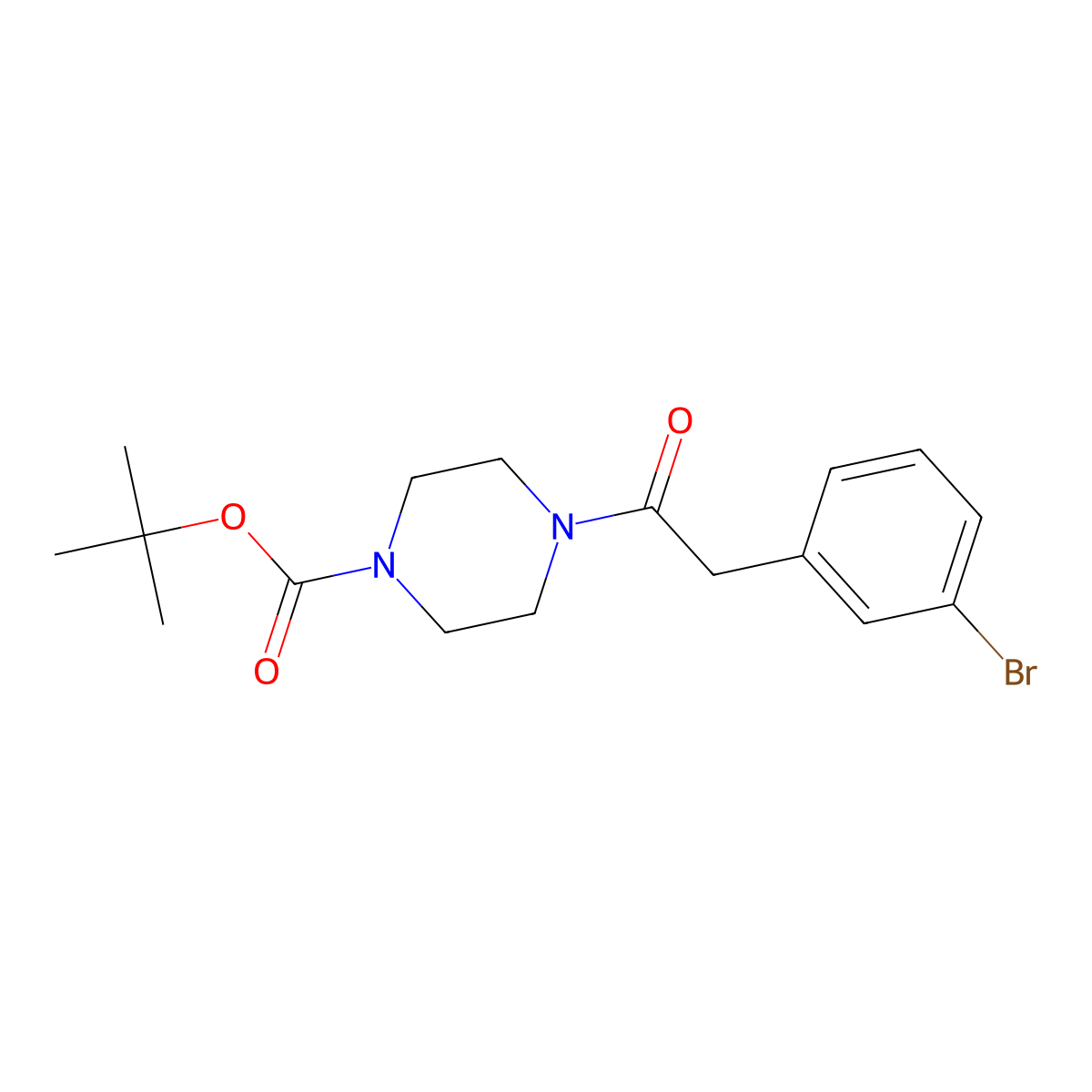 4-[2-(3-Bromo-phenyl)-acetyl]-piperazine-1-carboxylic acid tert-butyl ester molecular structure, CAS 1007210-73-2