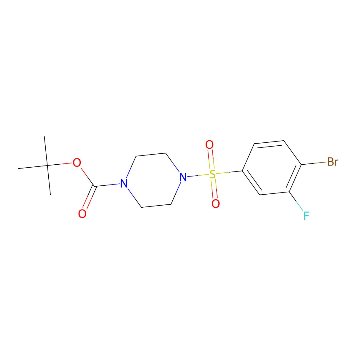 tert-Butyl 4-[(4-bromo-3-fluorobenzene)sulfonyl]piperazine-1-carboxylate molecular structure, CAS 1007210-80-1