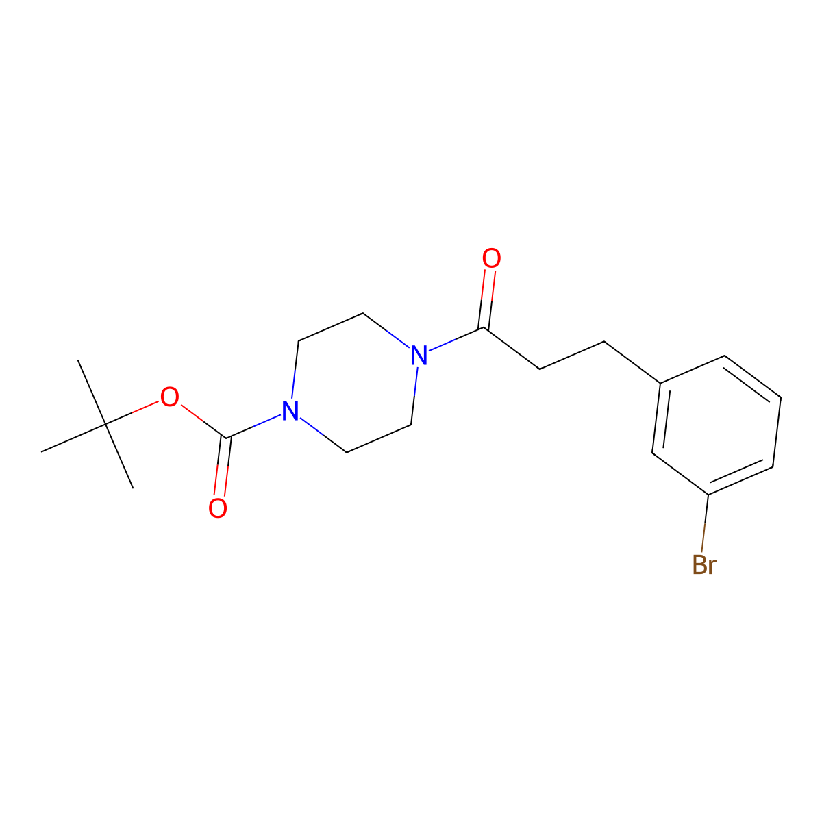 4-[3-(3-Bromo-phenyl)-propionyl]-piperazine-1-carboxylic acid tert-butyl ester molecular structure, CAS 1007211-01-9
