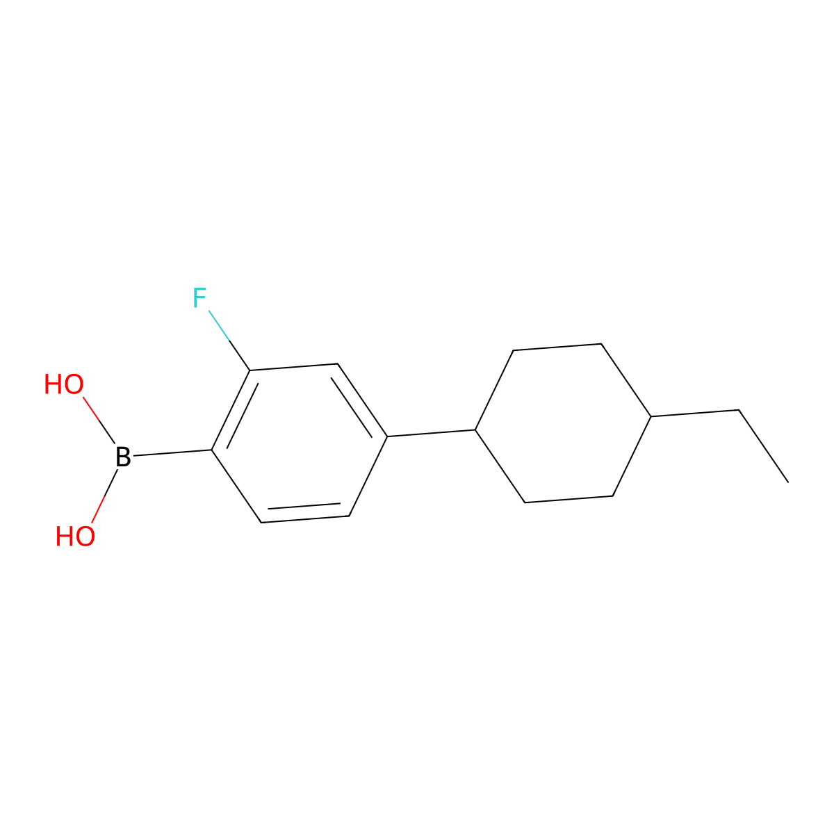 4-(4-Ethylcyclohexyl)-2-fluorophenylboronic acid molecular structure, CAS 1007223-52-0