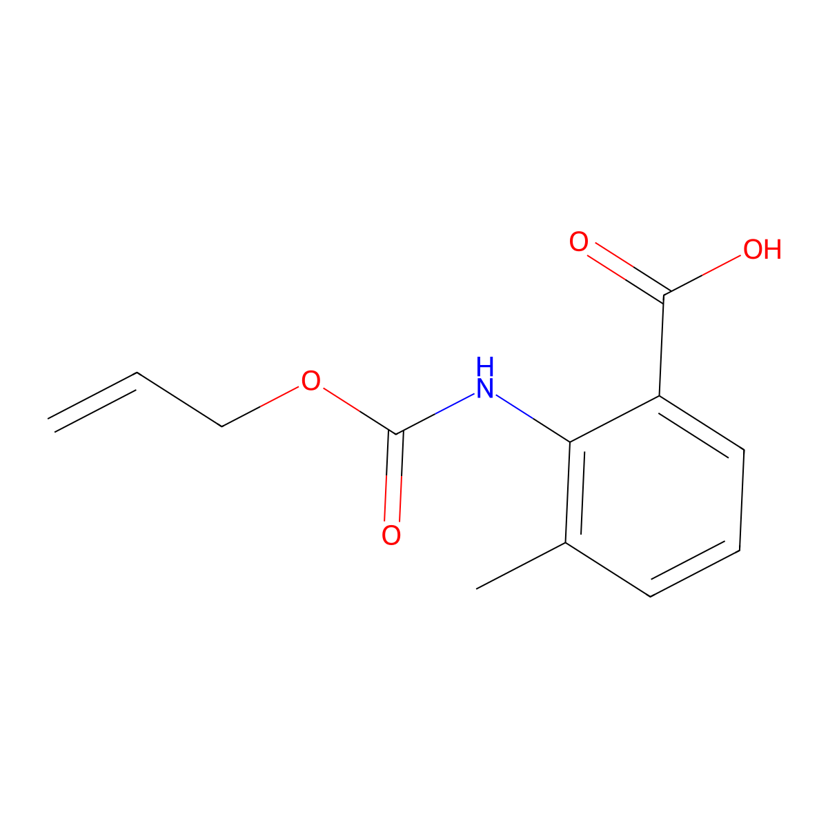3-Methyl-2-{[(prop-2-en-1-yloxy)carbonyl]amino}benzoic acid molecular structure, CAS 1007235-25-7