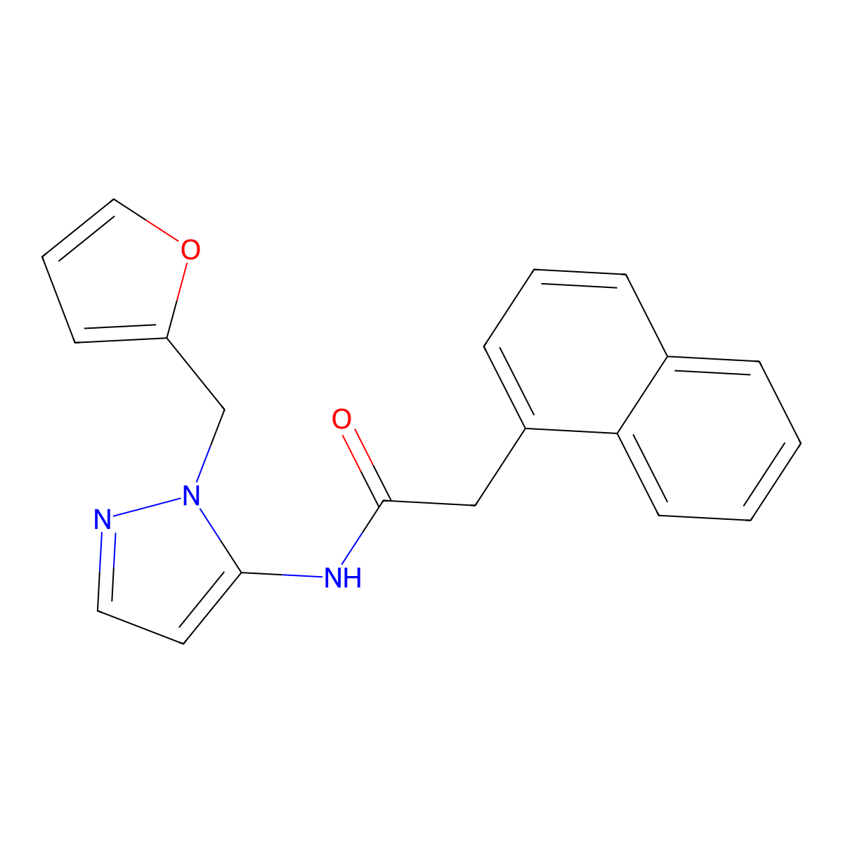 N-{1-[(furan-2-yl)methyl]-1H-pyrazol-5-yl}-2-(naphthalen-1-yl)acetamide molecular structure, CAS 1007241-11-3