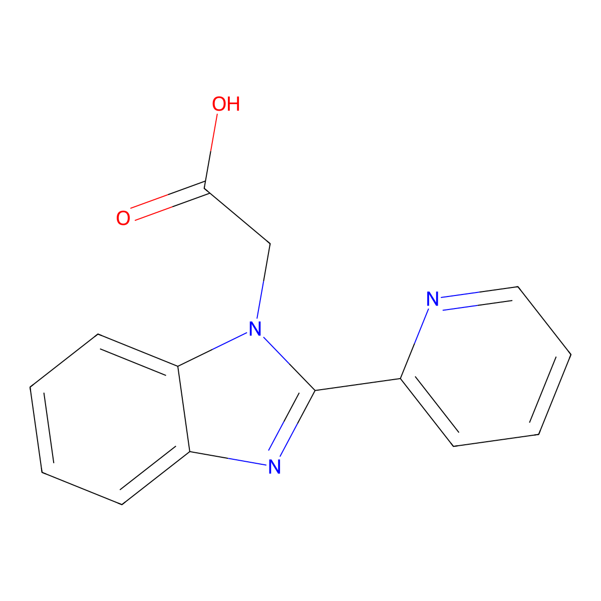 (2-Pyridin-2-yl-1H-benzimidazol-1-yl)acetic acid molecular structure, CAS 100726-39-4