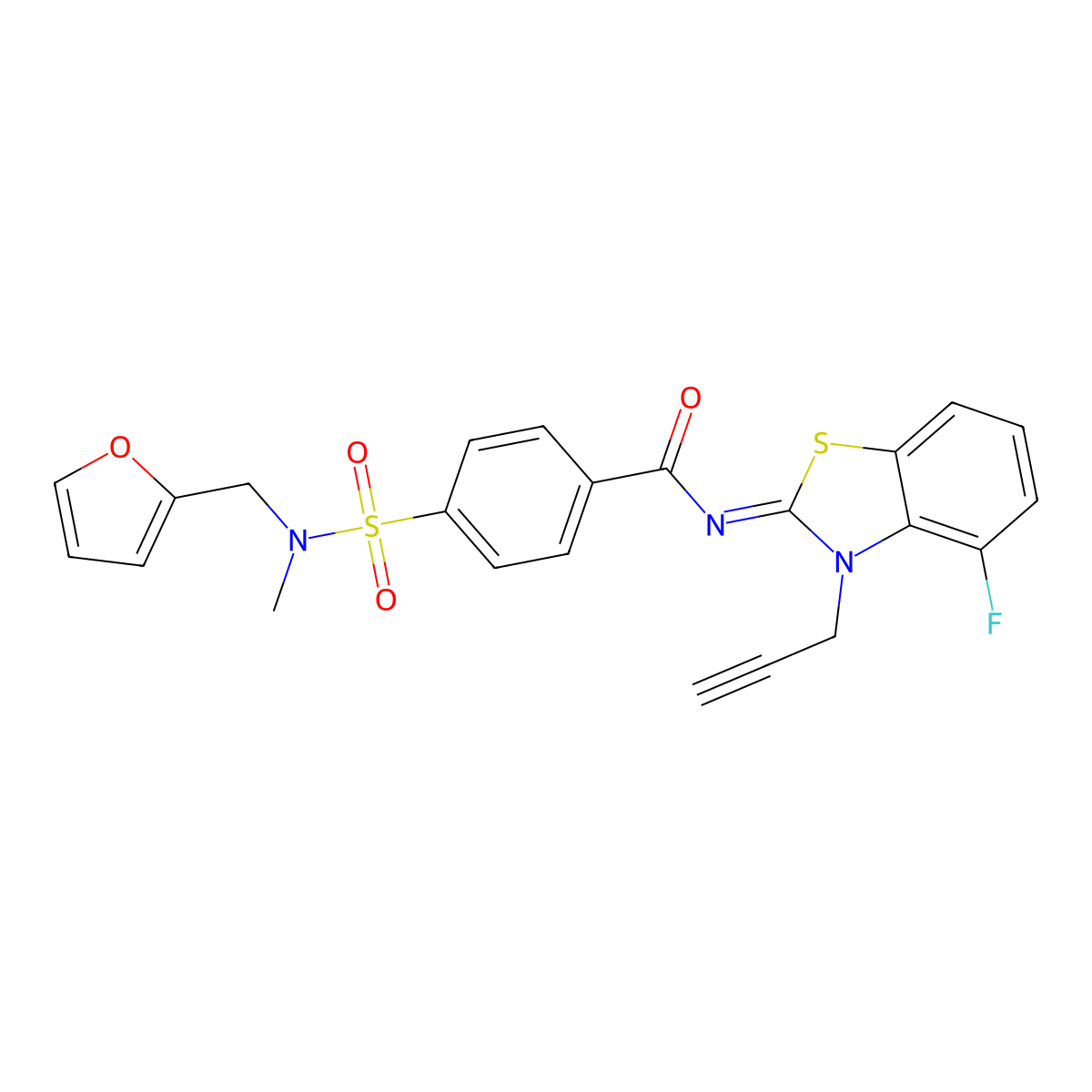 (Z)-N-(4-fluoro-3-(prop-2-yn-1-yl)benzo[d]thiazol-2(3H)-ylidene)-4-(N-(furan-2-ylmethyl)-N-methylsulfamoyl)benzamide molecular structure, CAS 1007261-86-0