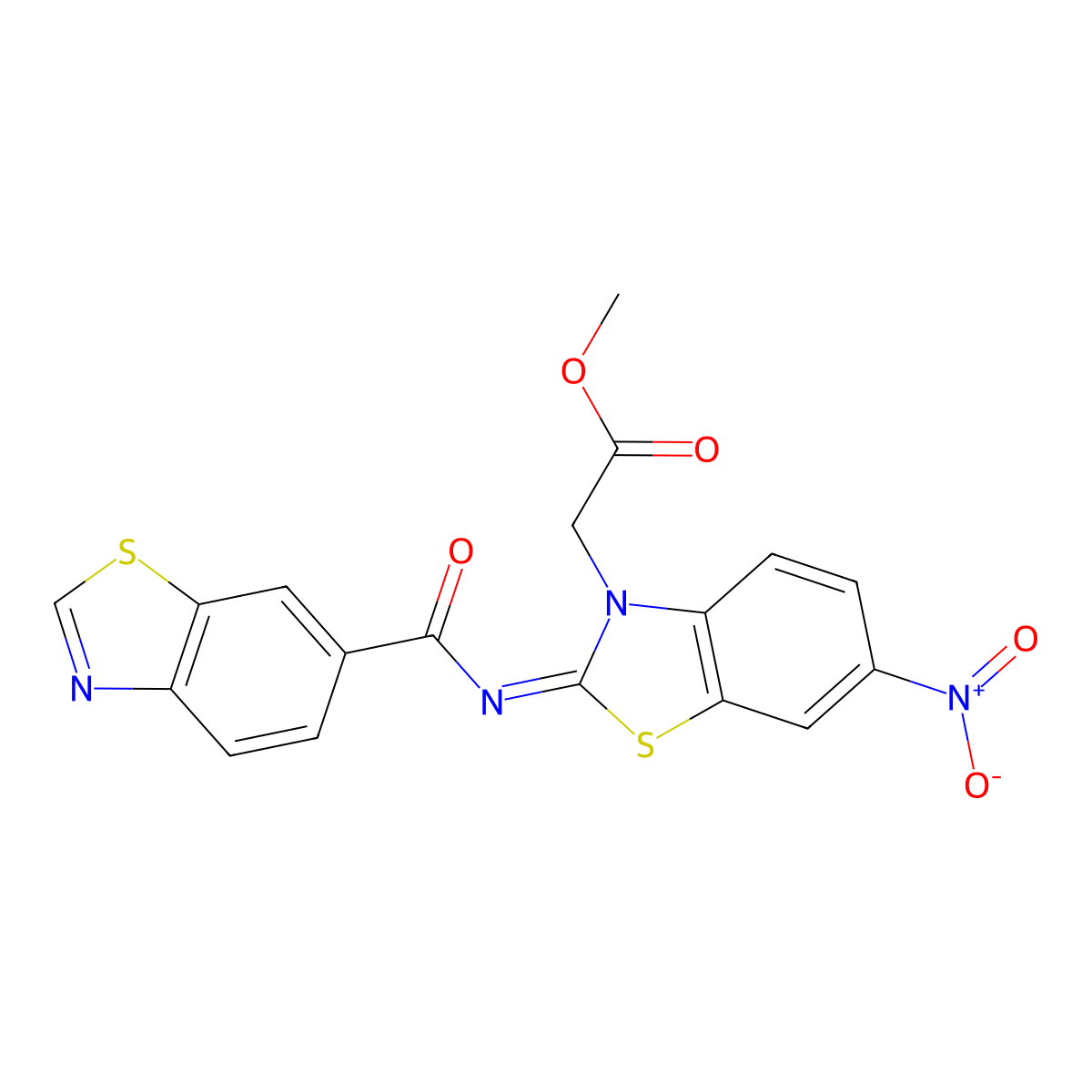(Z)-methyl 2-(2-((benzo[d]thiazole-6-carbonyl)imino)-6-nitrobenzo[d]thiazol-3(2H)-yl)acetate molecular structure, CAS 1007262-16-9