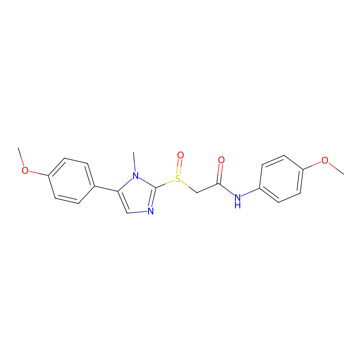 N-(4-methoxyphenyl)-2-((5-(4-methoxyphenyl)-1-methyl-1H-imidazol-2-yl)sulfinyl)acetamide molecular structure, CAS 1007267-07-3