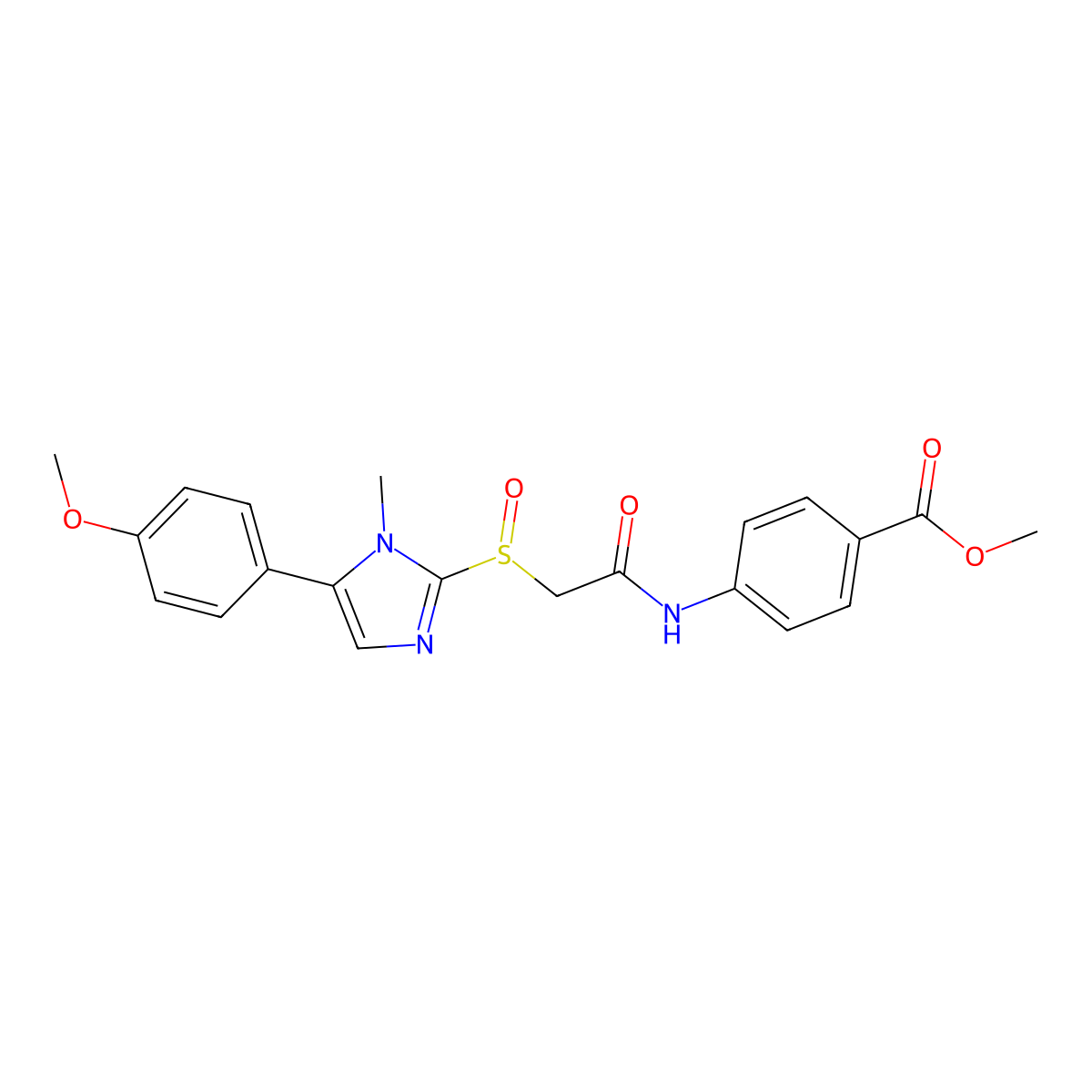 methyl 4-(2-((5-(4-methoxyphenyl)-1-methyl-1H-imidazol-2-yl)sulfinyl)acetamido)benzoate molecular structure, CAS 1007267-19-7