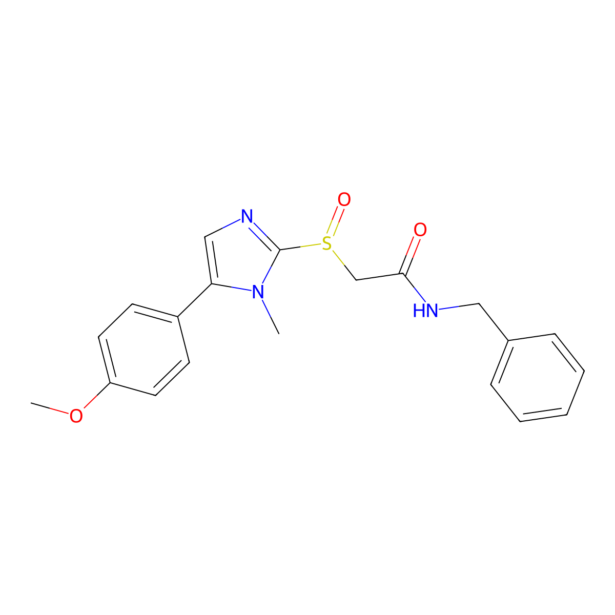 N-benzyl-2-((5-(4-methoxyphenyl)-1-methyl-1H-imidazol-2-yl)sulfinyl)acetamide molecular structure, CAS 1007267-23-3