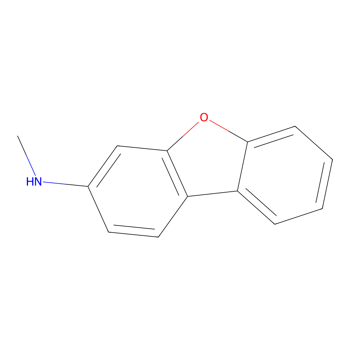 N-Methyl-8-oxatricyclo[7.4.0.0,2,7]trideca-1(9),2(7),3,5,10,12-hexaen-5-amine molecular structure, CAS 100727-10-4