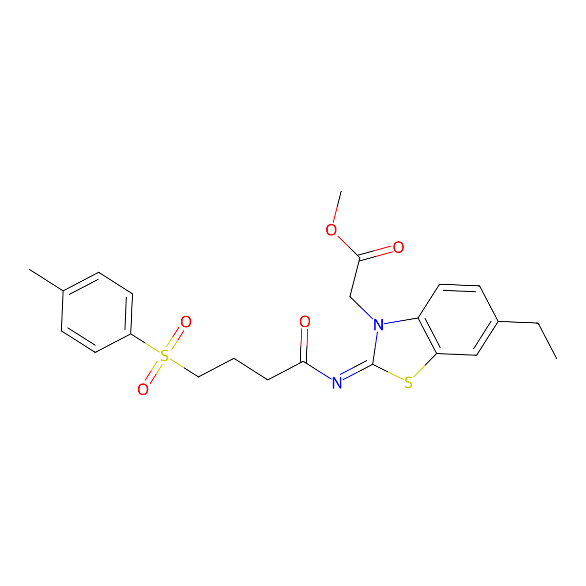 (E)-methyl 2-(6-ethyl-2-((4-tosylbutanoyl)imino)benzo[d]thiazol-3(2H)-yl)acetate molecular structure, CAS 1007273-21-3