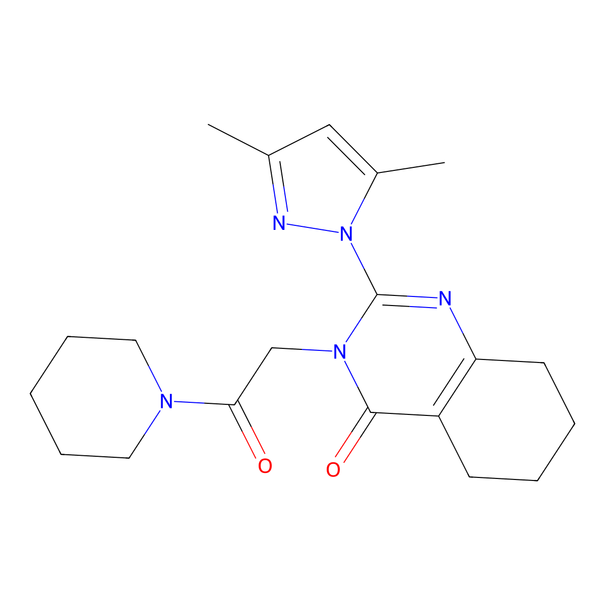 2-(3,5-dimethyl-1H-pyrazol-1-yl)-3-(2-oxo-2-piperidin-1-ylethyl)-5,6,7,8-tetrahydroquinazolin-4(3H)-one molecular structure, CAS 1007277-90-8