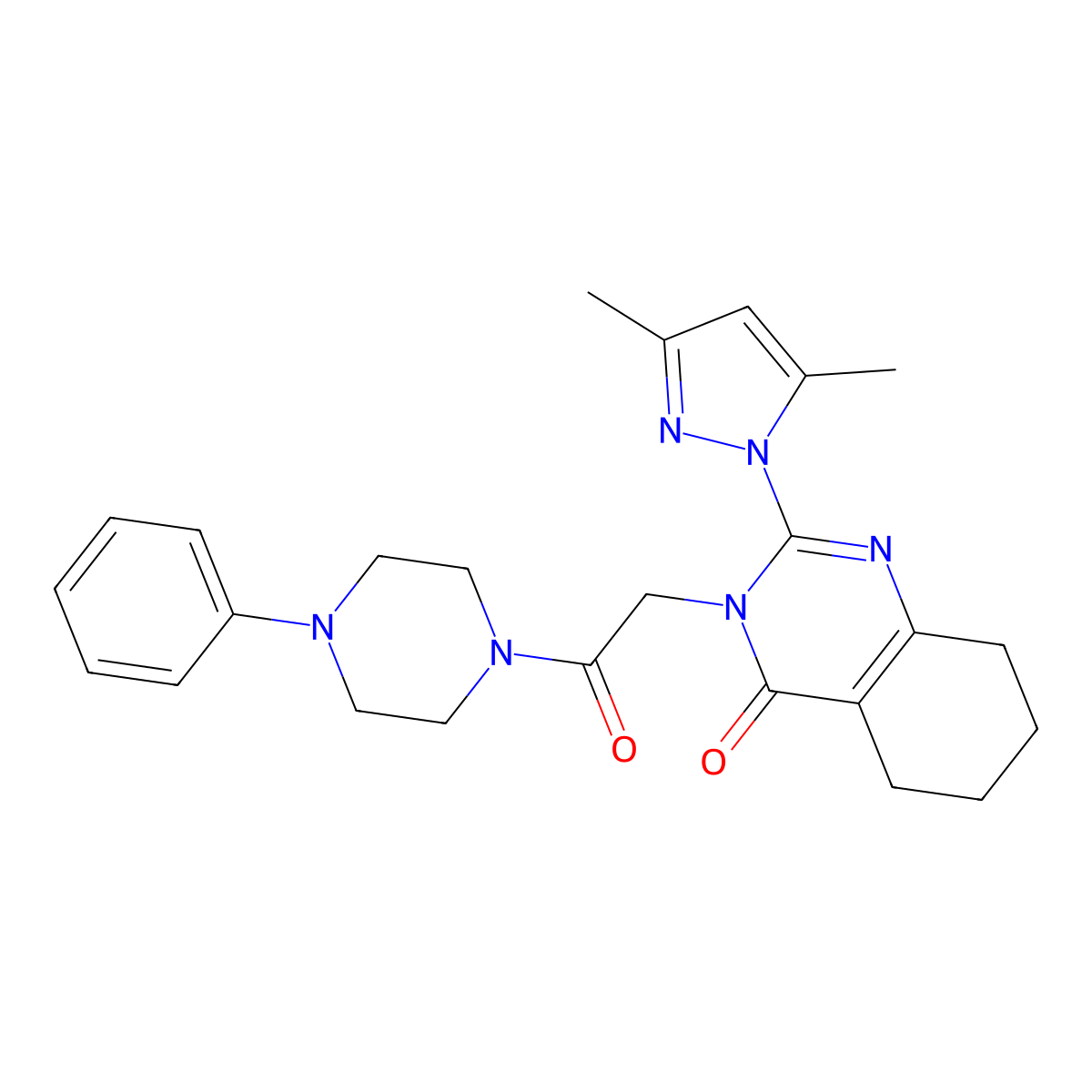 2-(3,5-dimethyl-1H-pyrazol-1-yl)-3-(2-oxo-2-(4-phenylpiperazin-1-yl)ethyl)-5,6,7,8-tetrahydroquinazolin-4(3H)-one molecular structure, CAS 1007277-97-5