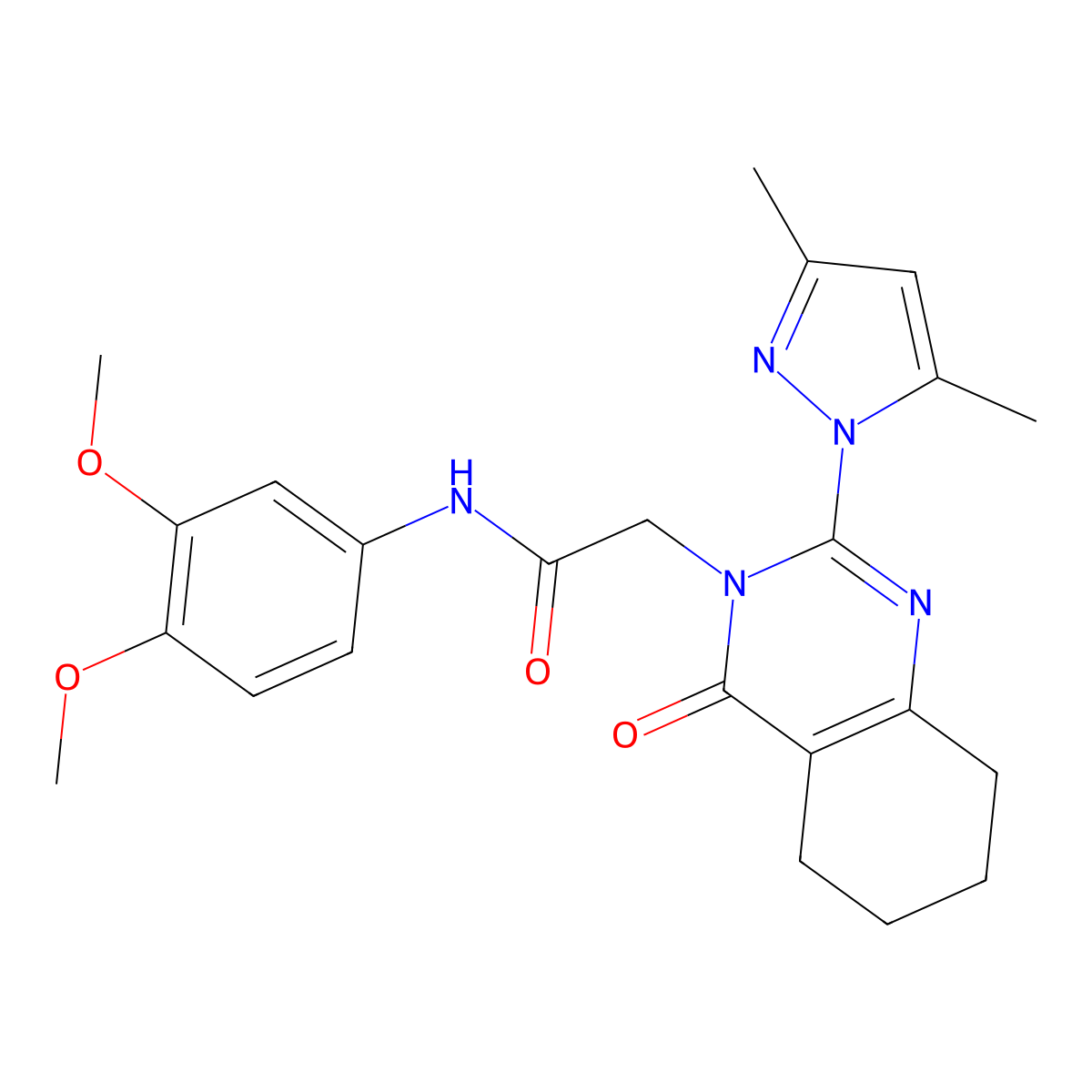 N-(3,4-dimethoxyphenyl)-2-(2-(3,5-dimethyl-1H-pyrazol-1-yl)-4-oxo-5,6,7,8-tetrahydroquinazolin-3(4H)-yl)acetamide molecular structure, CAS 1007278-44-5