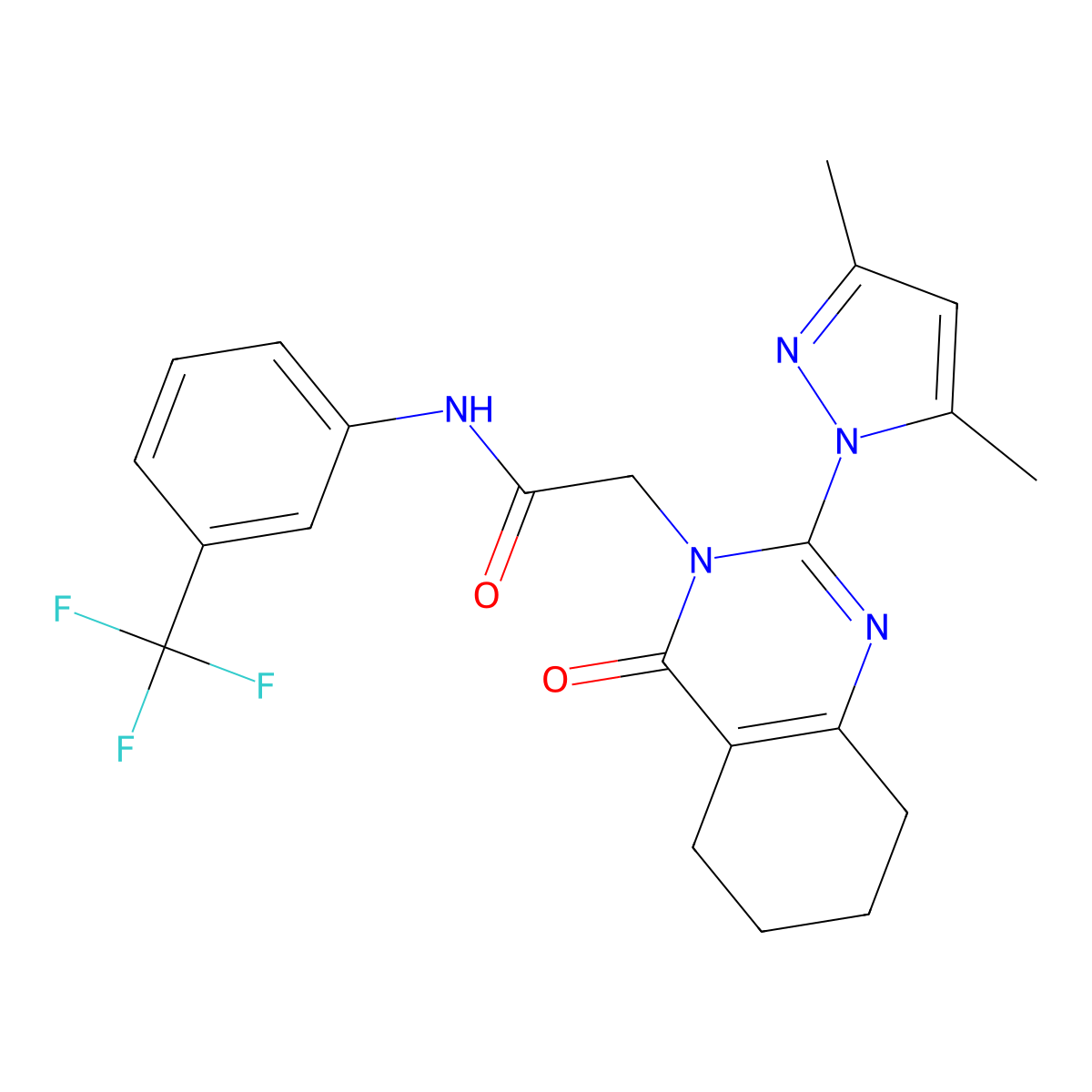 2-(2-(3,5-dimethyl-1H-pyrazol-1-yl)-4-oxo-5,6,7,8-tetrahydroquinazolin-3(4H)-yl)-N-(3-(trifluoromethyl)phenyl)acetamide molecular structure, CAS 1007278-52-5
