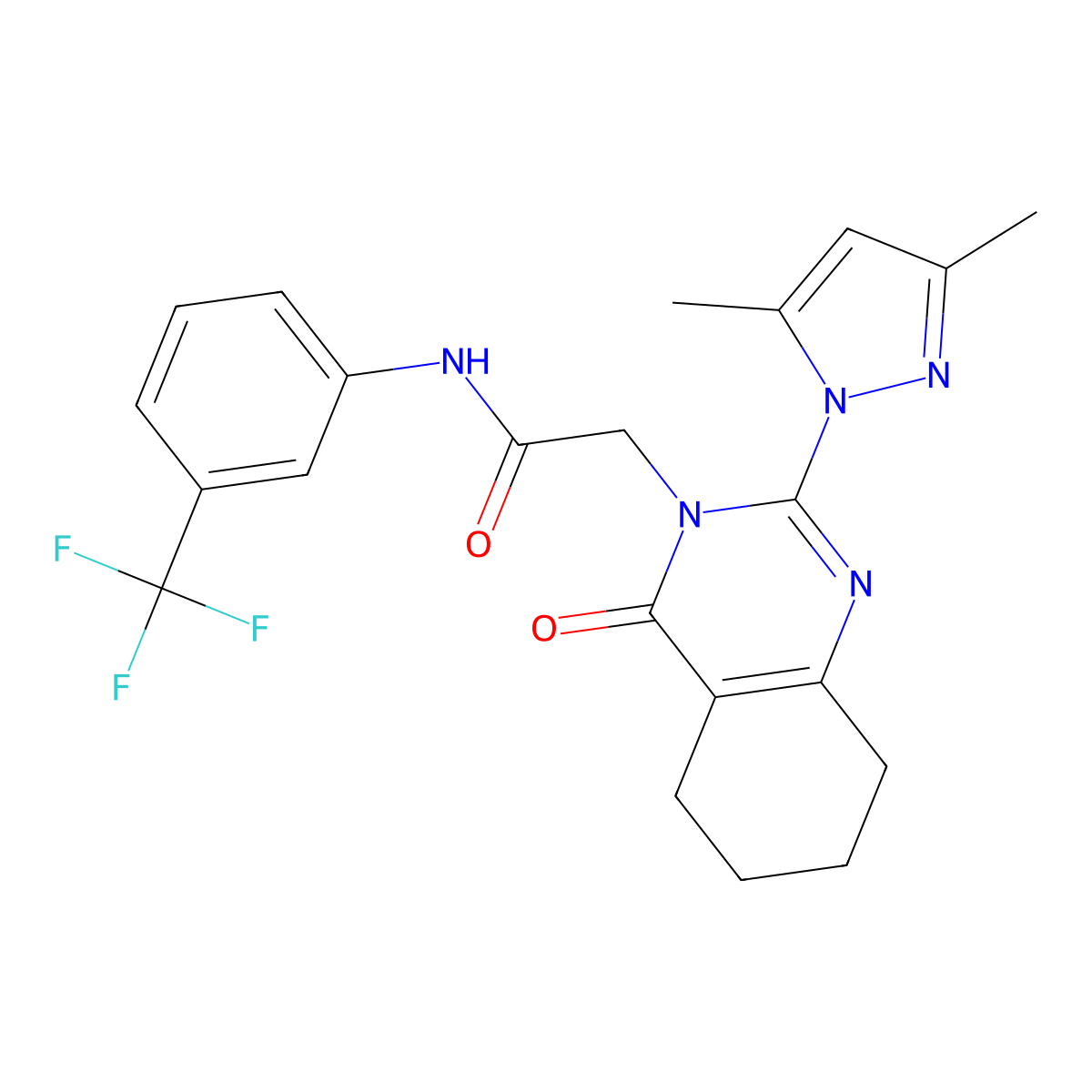 2-(2-(3,5-dimethyl-1H-pyrazol-1-yl)-4-oxo-5,6,7,8-tetrahydroquinazolin-3(4H)-yl)-N-(3-(trifluoromethyl)phenyl)acetamide molecular structure, CAS 1007278-52-5