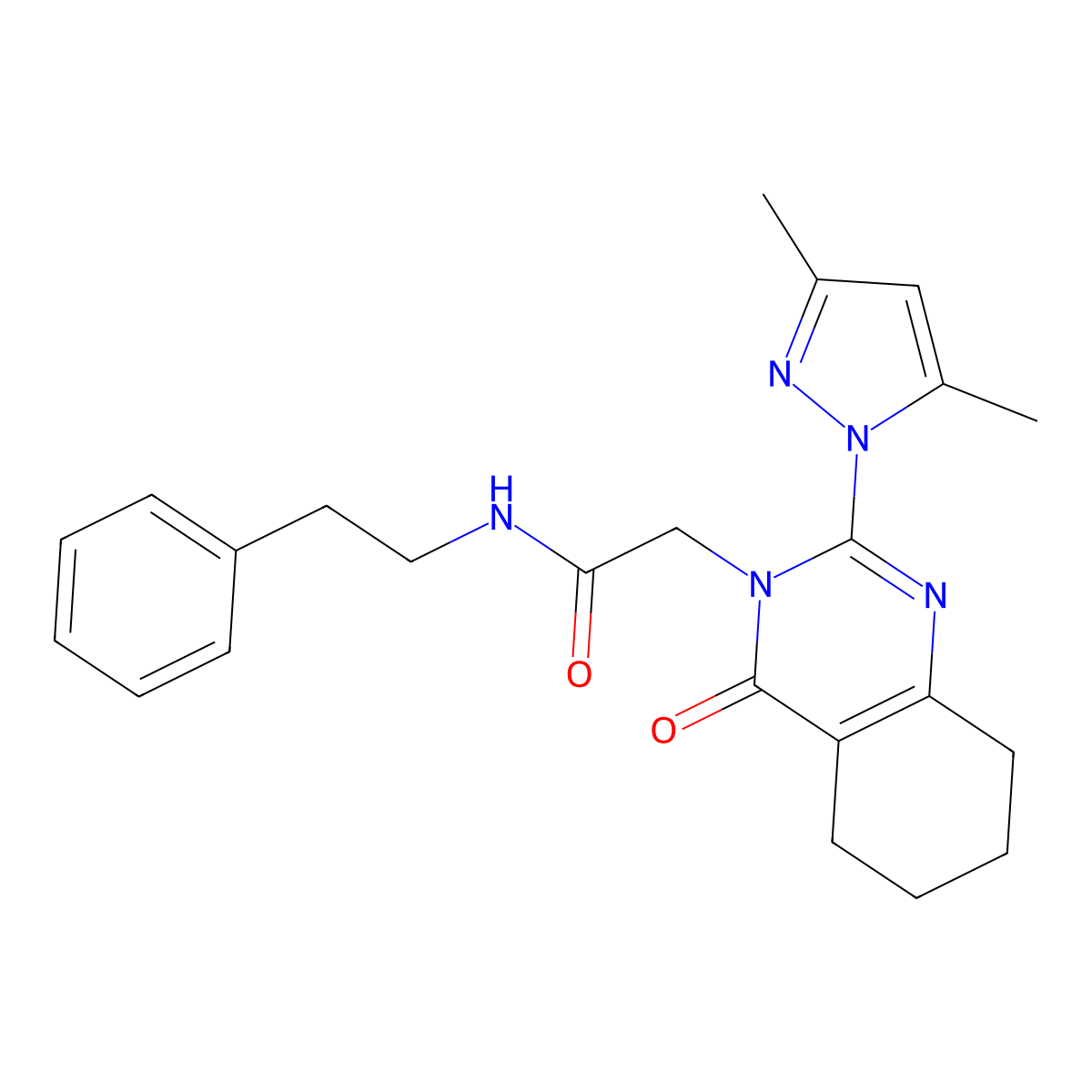 2-(2-(3,5-dimethyl-1H-pyrazol-1-yl)-4-oxo-5,6,7,8-tetrahydroquinazolin-3(4H)-yl)-N-phenethylacetamide molecular structure, CAS 1007278-84-3
