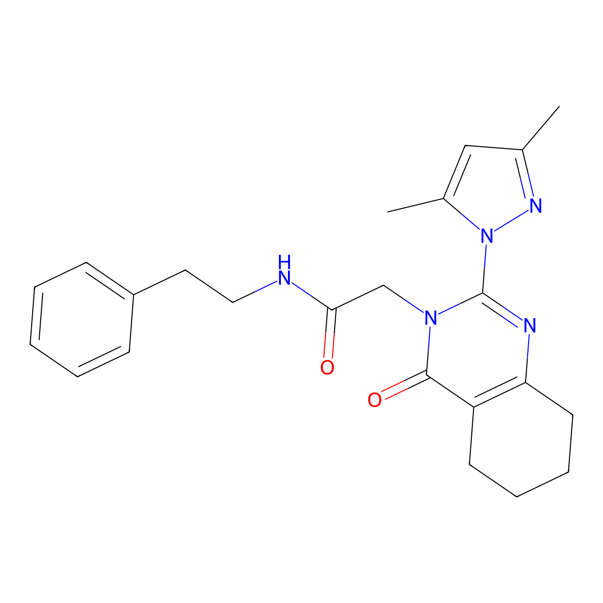 2-(2-(3,5-dimethyl-1H-pyrazol-1-yl)-4-oxo-5,6,7,8-tetrahydroquinazolin-3(4H)-yl)-N-phenethylacetamide molecular structure, CAS 1007278-84-3