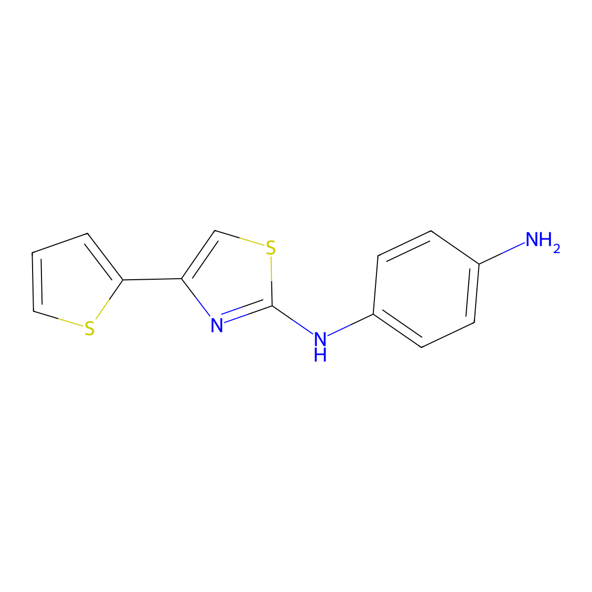 N-[4-(thiophen-2-yl)-1,3-thiazol-2-yl]benzene-1,4-diamine molecular structure, CAS 100728-68-5