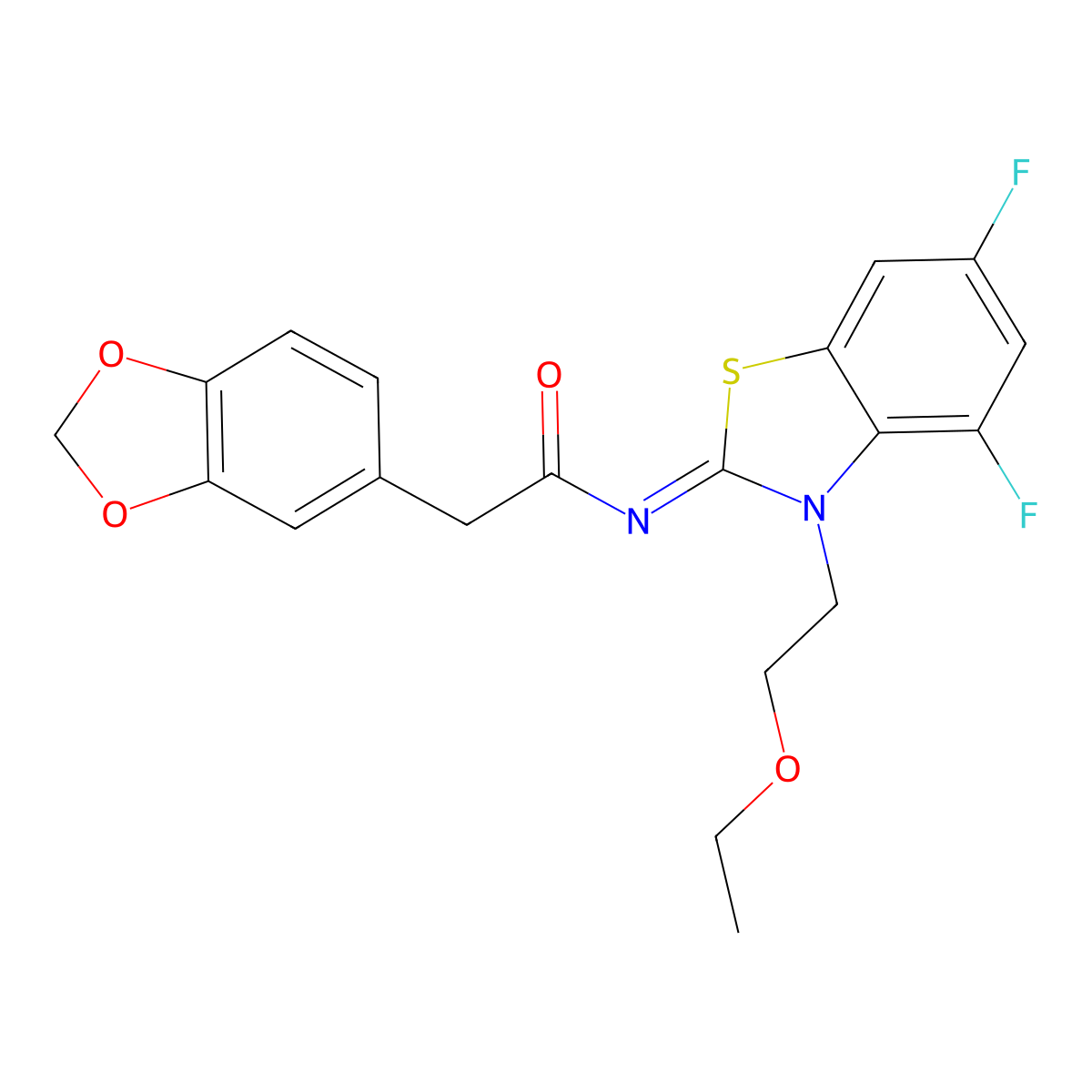 (E)-2-(benzo[d][1,3]dioxol-5-yl)-N-(3-(2-ethoxyethyl)-4,6-difluorobenzo[d]thiazol-2(3H)-ylidene)acetamide molecular structure, CAS 1007285-26-8