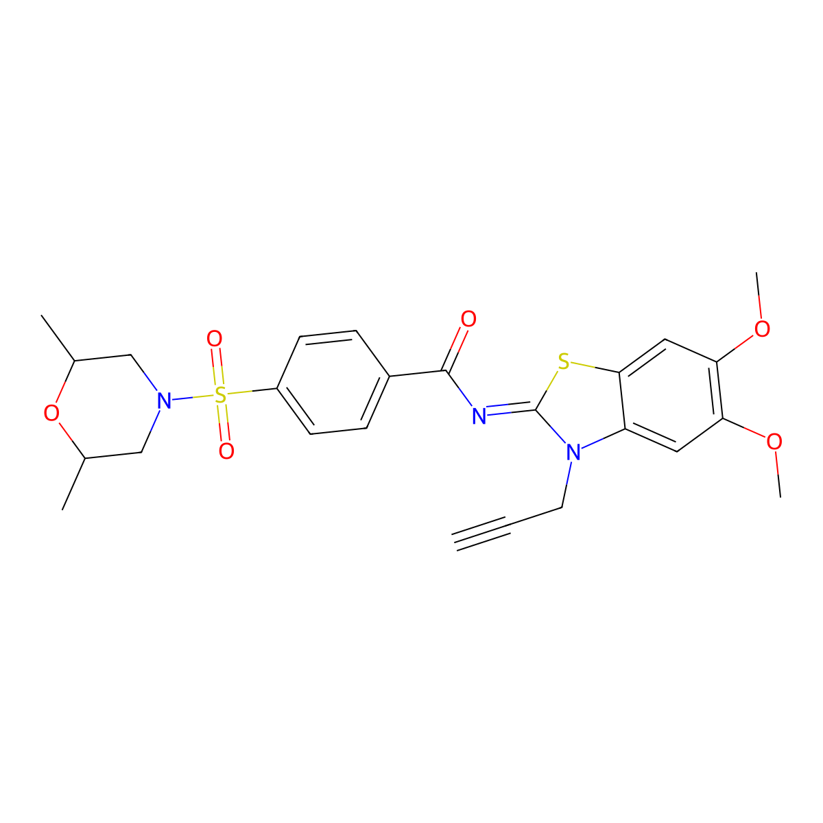 (Z)-N-(5,6-dimethoxy-3-(prop-2-yn-1-yl)benzo[d]thiazol-2(3H)-ylidene)-4-((2,6-dimethylmorpholino)sulfonyl)benzamide molecular structure, CAS 1007290-22-3