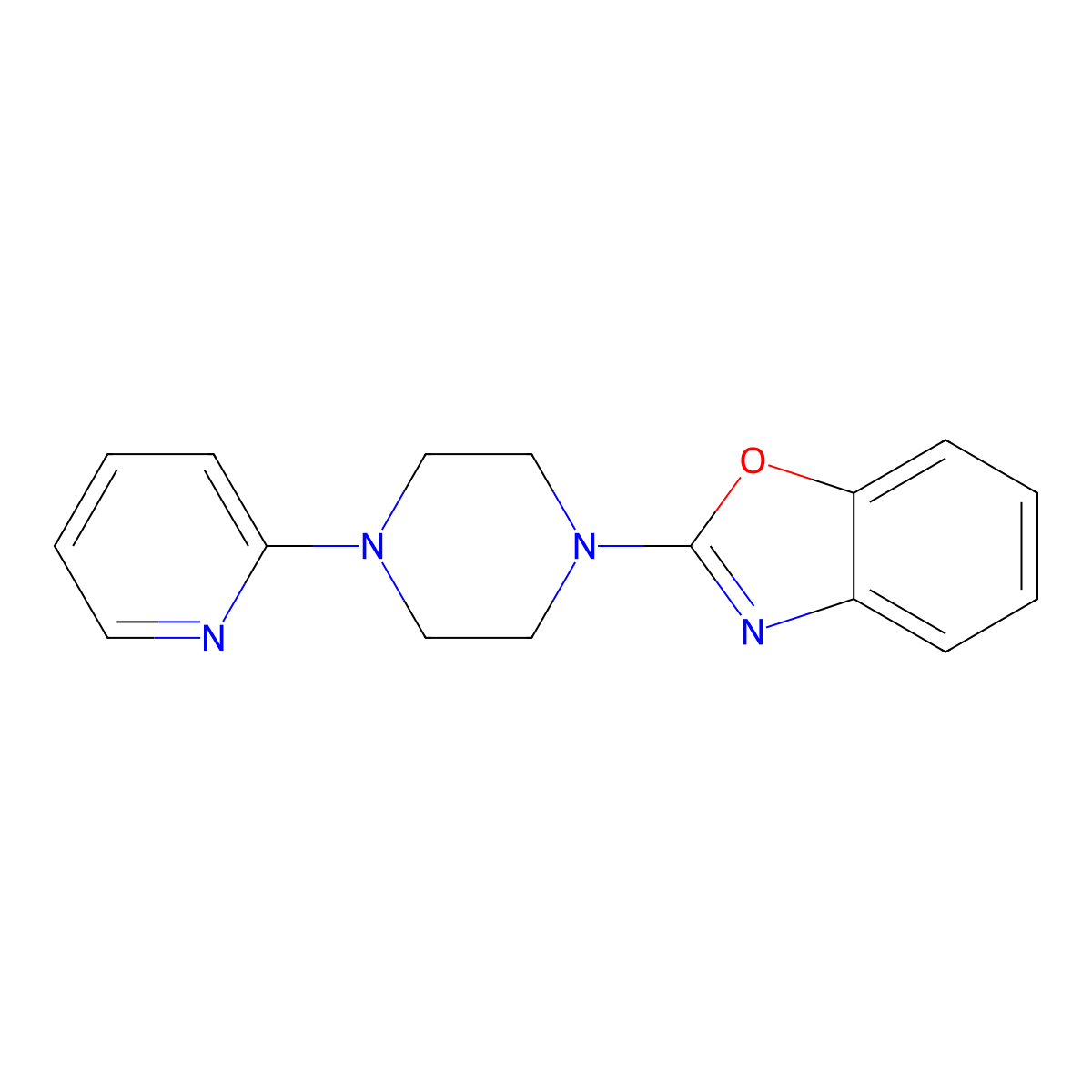 2-[4-(Pyridin-2-yl)piperazin-1-yl]-1,3-benzoxazole molecular structure, CAS 1007307-50-7