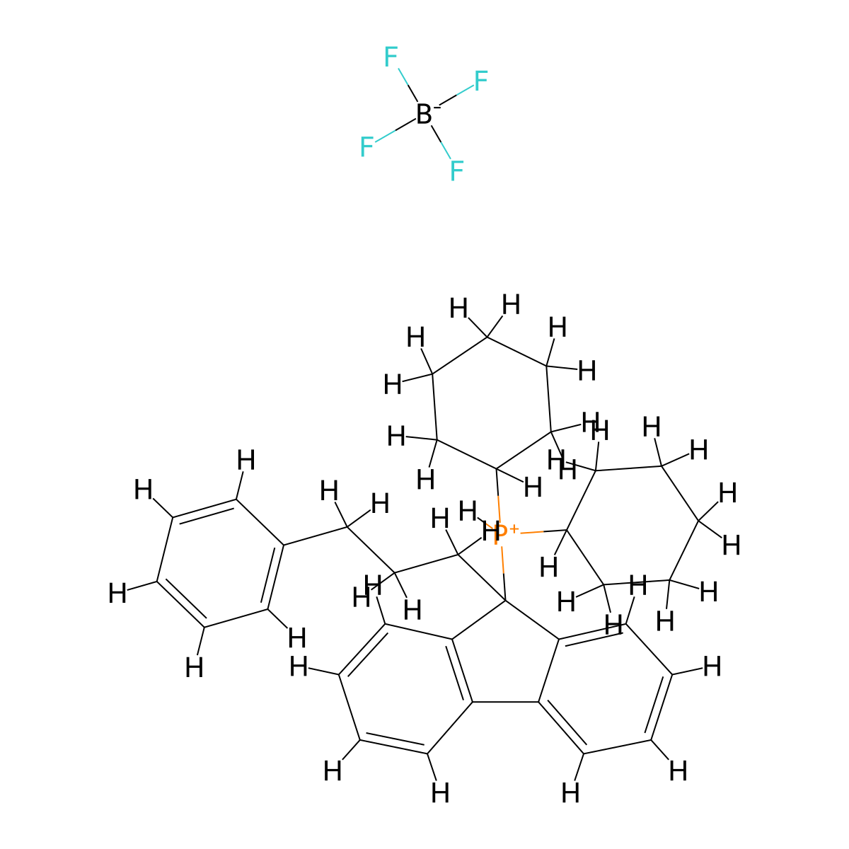Dicyclohexyl[9-(3-phenylpropyl)-9-fluorenyl]phosphonium tetrafluoroborate molecular structure, CAS 1007311-95-6